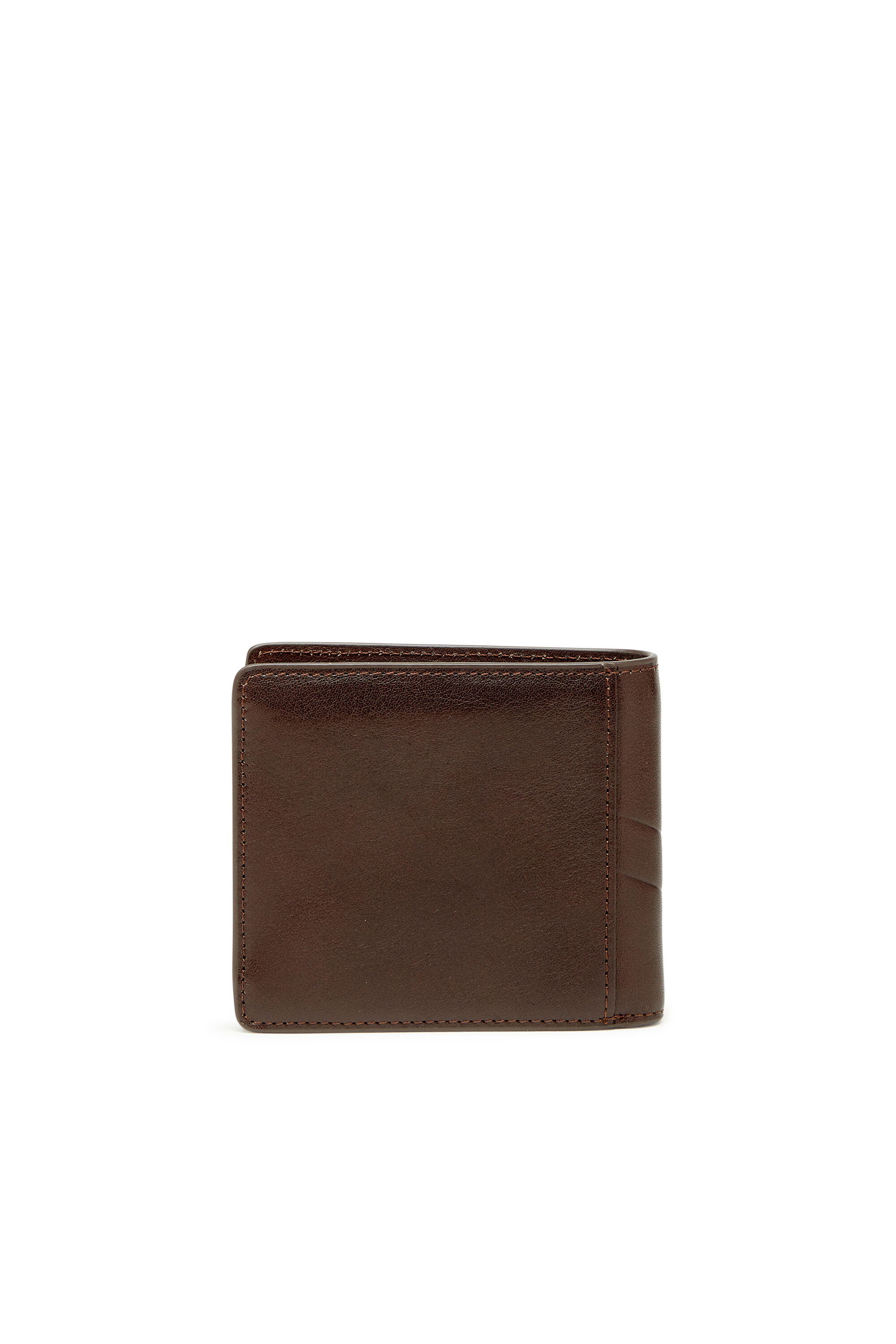 Diesel - FLAG-D BI-FOLD COIN S 3D, Man's Bi-fold leather wallet with embossed logo in Brown - 2