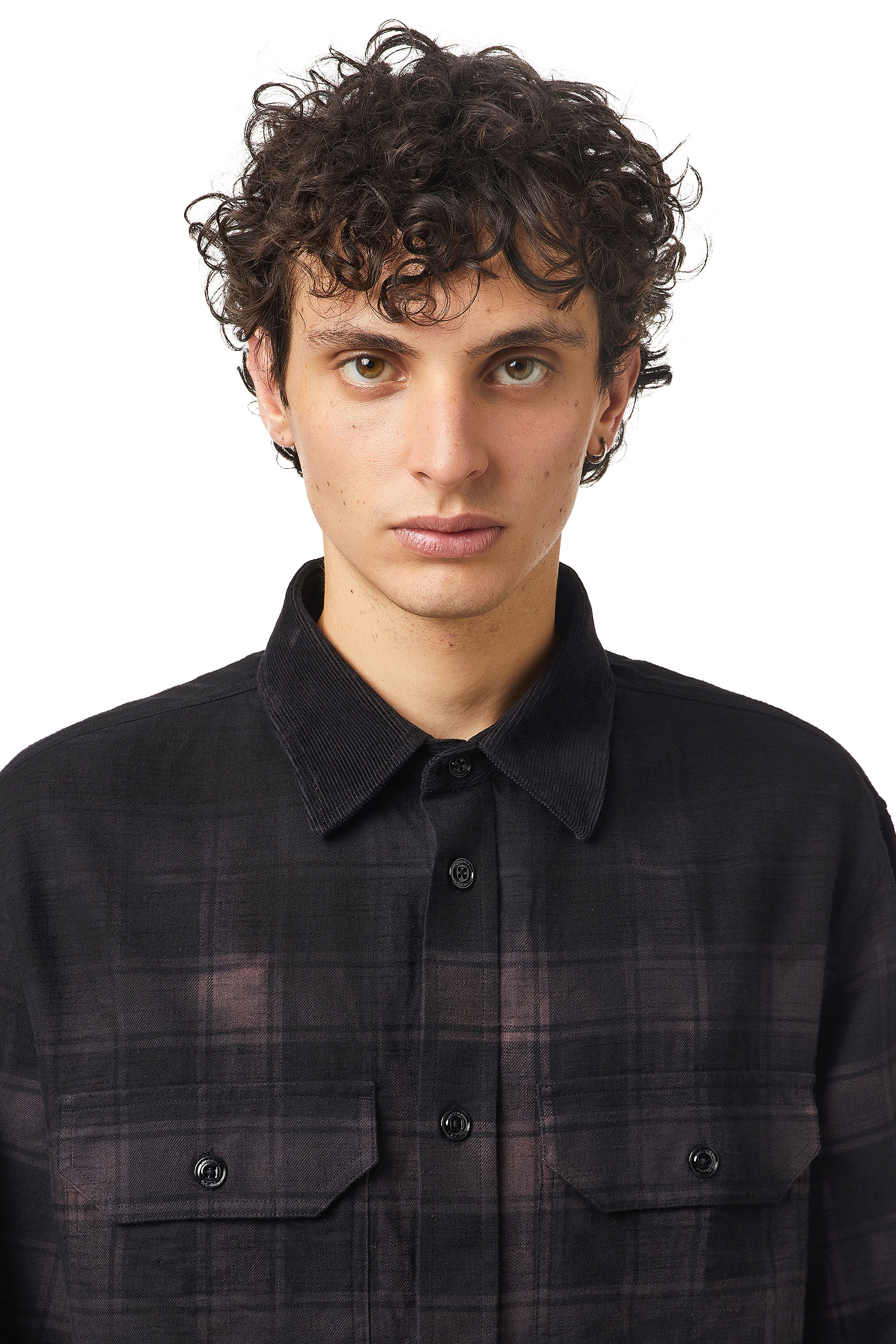 S-JESS-DIP Man: Check flannel shirt with treated effect | Diesel