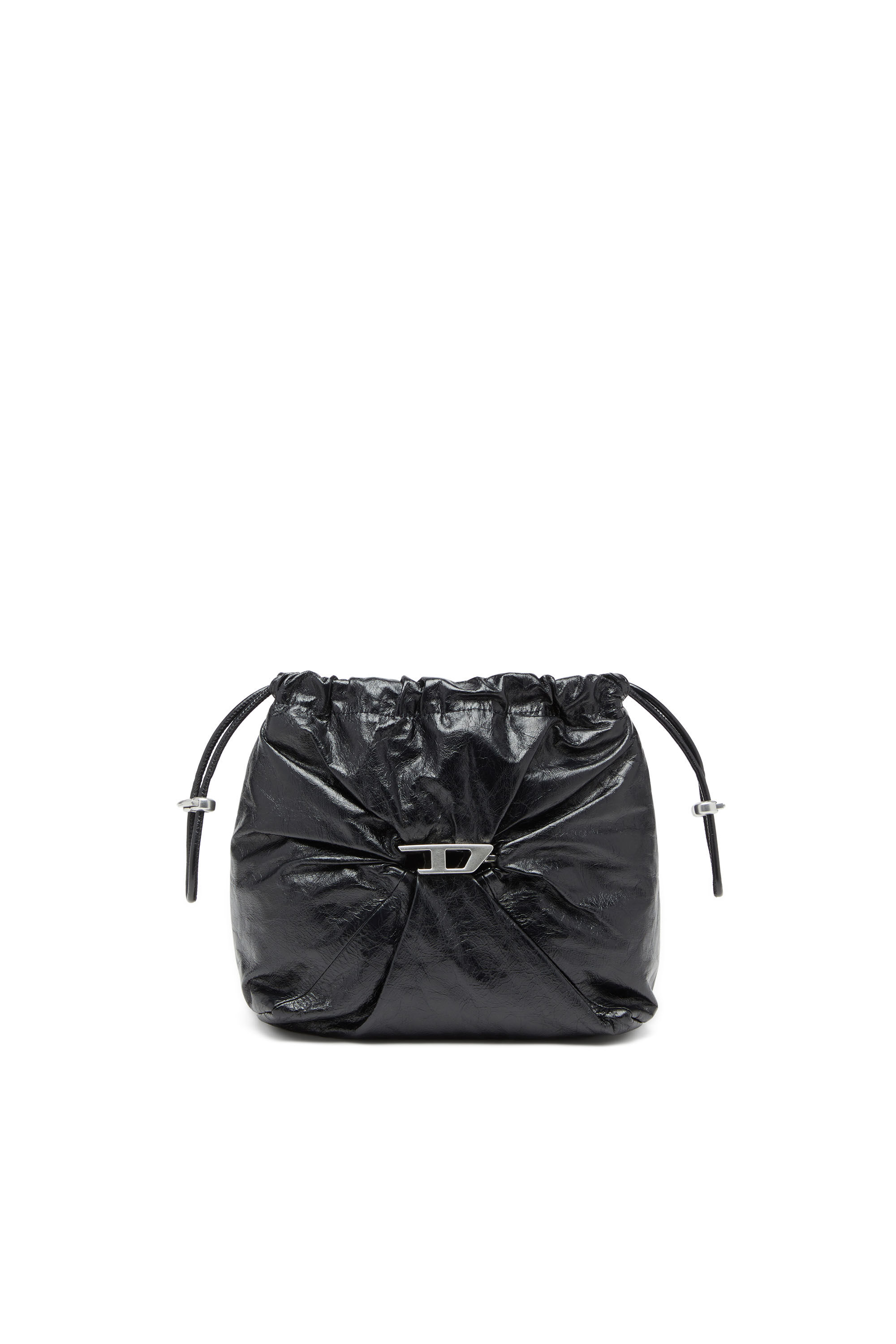 Women's Scrunch-D-Bucket bag in shiny wrinkled leather