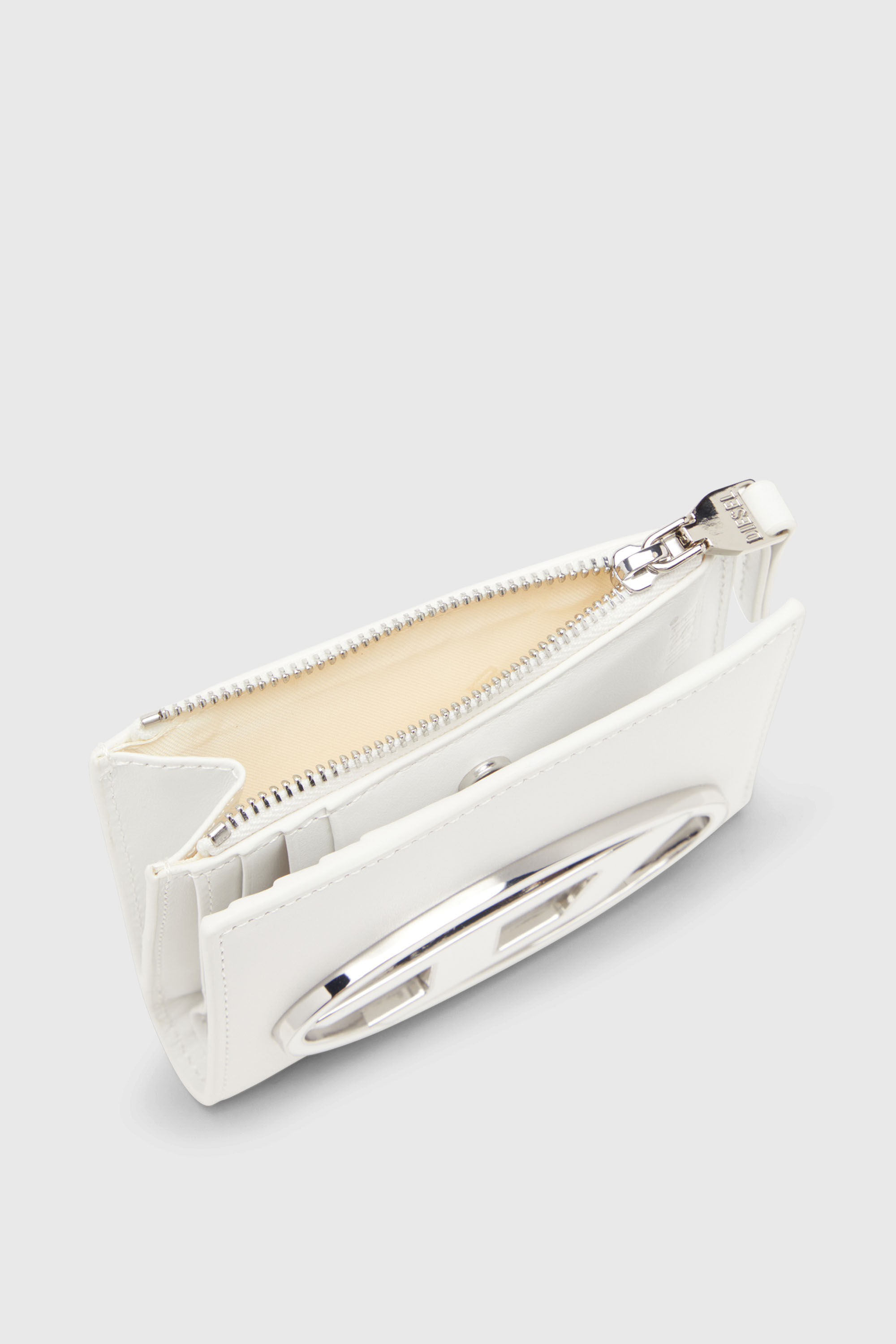 Women's Small leather wallet with logo plaque | White | Diesel