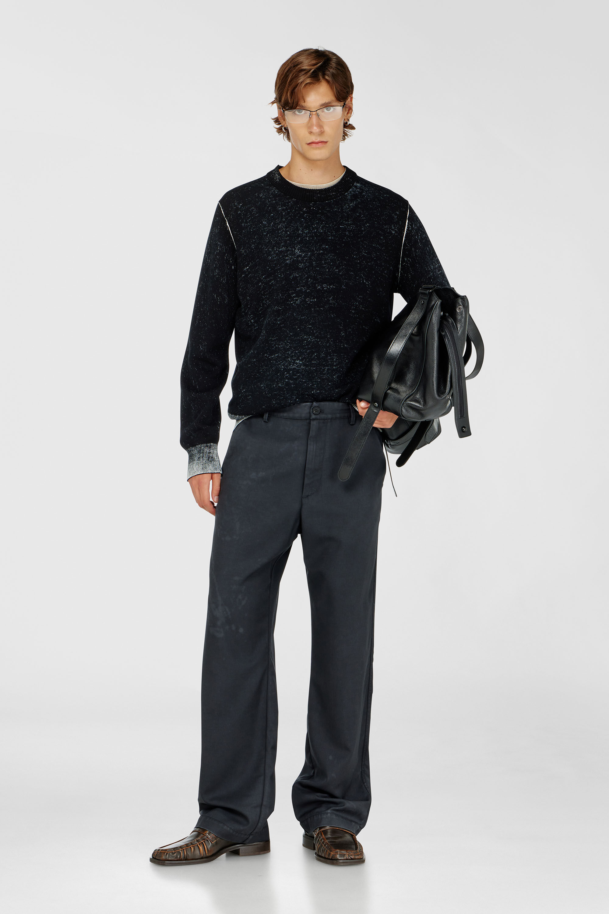 Diesel - K-LARENCE-B, Man's Reverse-print cotton jumper in Black - 1