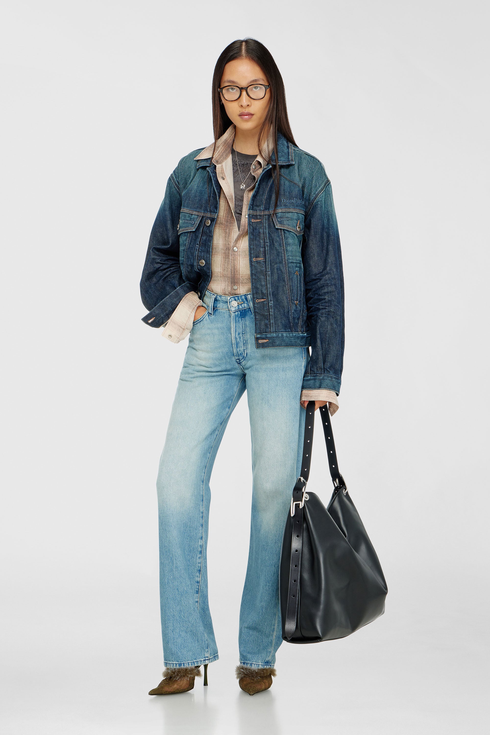 Women's D-Line-Leather hobo bag | Black | Diesel {{Country}}