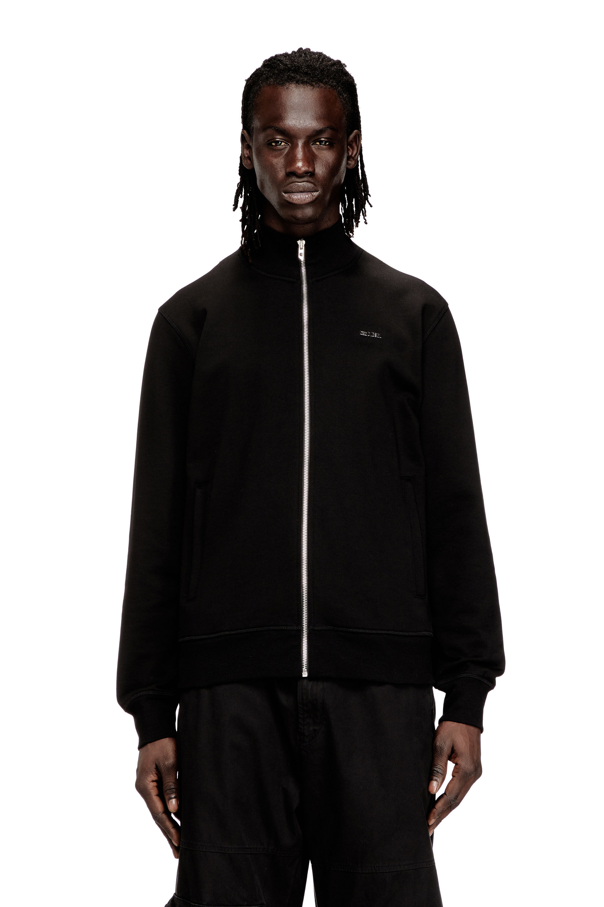 Diesel - S-LOCK-MET, Man's Zipped sweatshirt with metal Diesel plaque in Black - 3