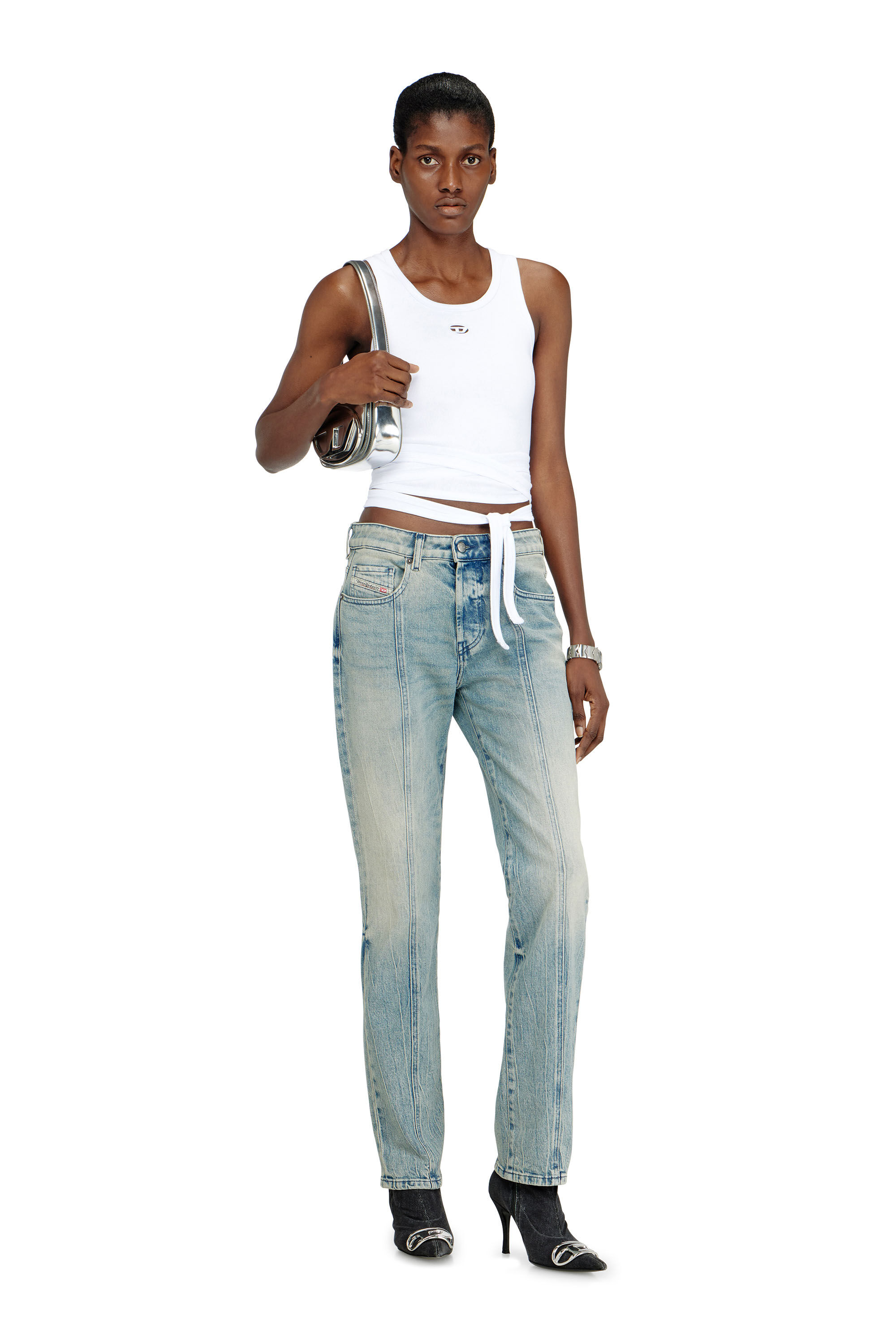 Women's 1DR-Iconic shoulder bag in mirrored leather | Silver | Diesel