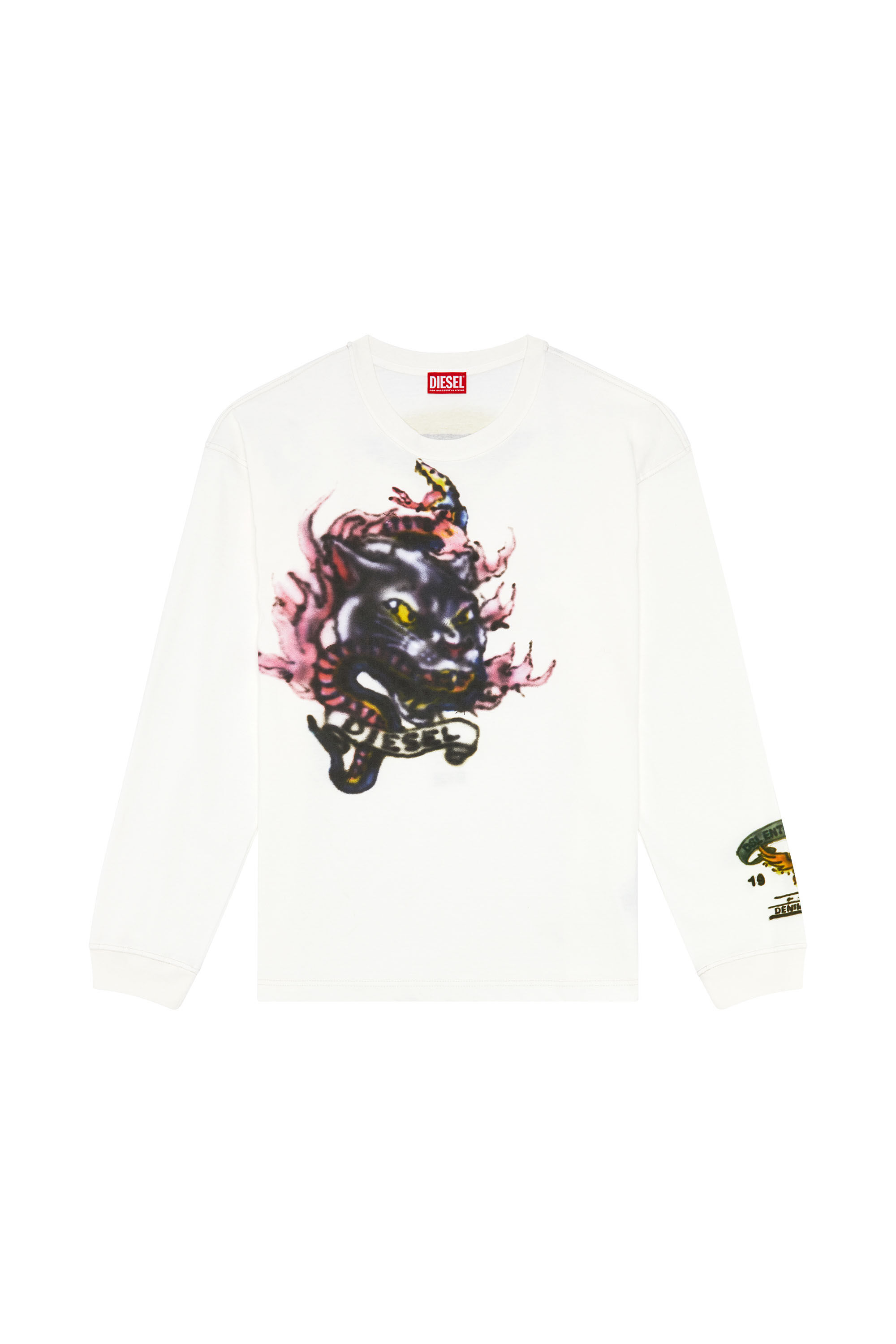 Men's Long-sleeve T-shirt with blurry prints | White | Diesel