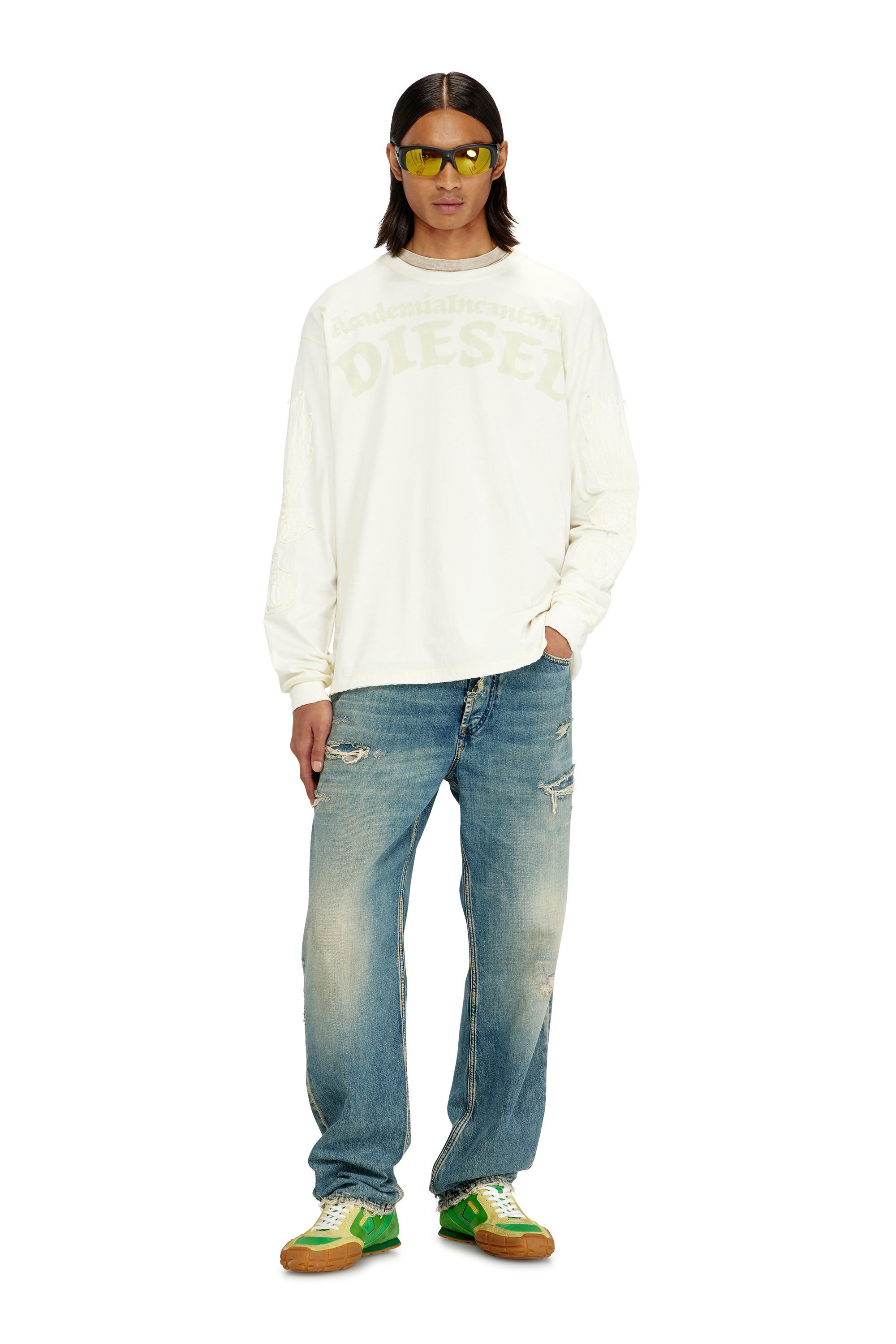 Diesel - T-NORM-LS-AA3, Man's Long-sleeve T-shirt with prints and patches in null - 1
