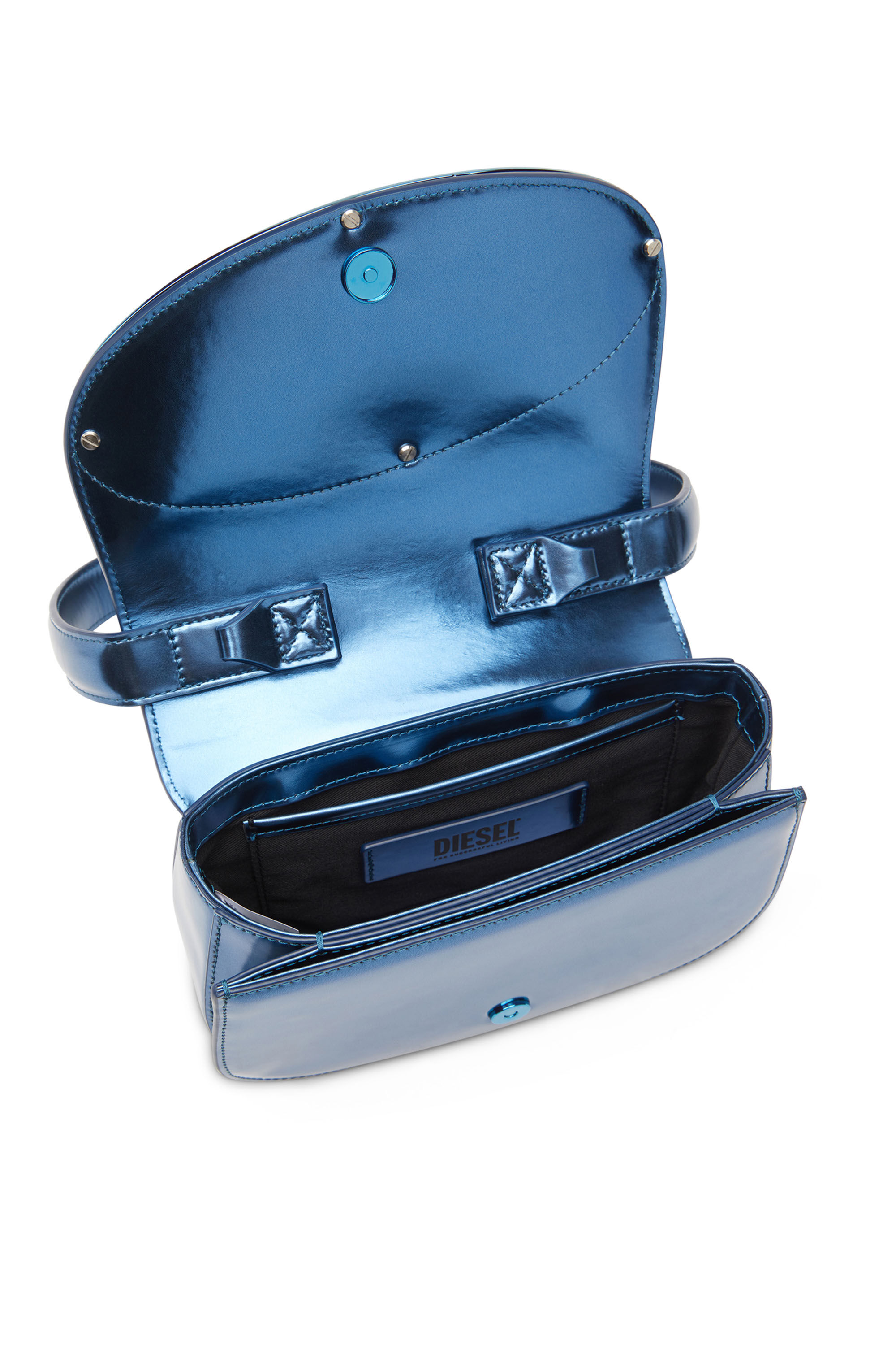 Women's 1DR-Iconic shoulder bag in mirrored leather | Blue