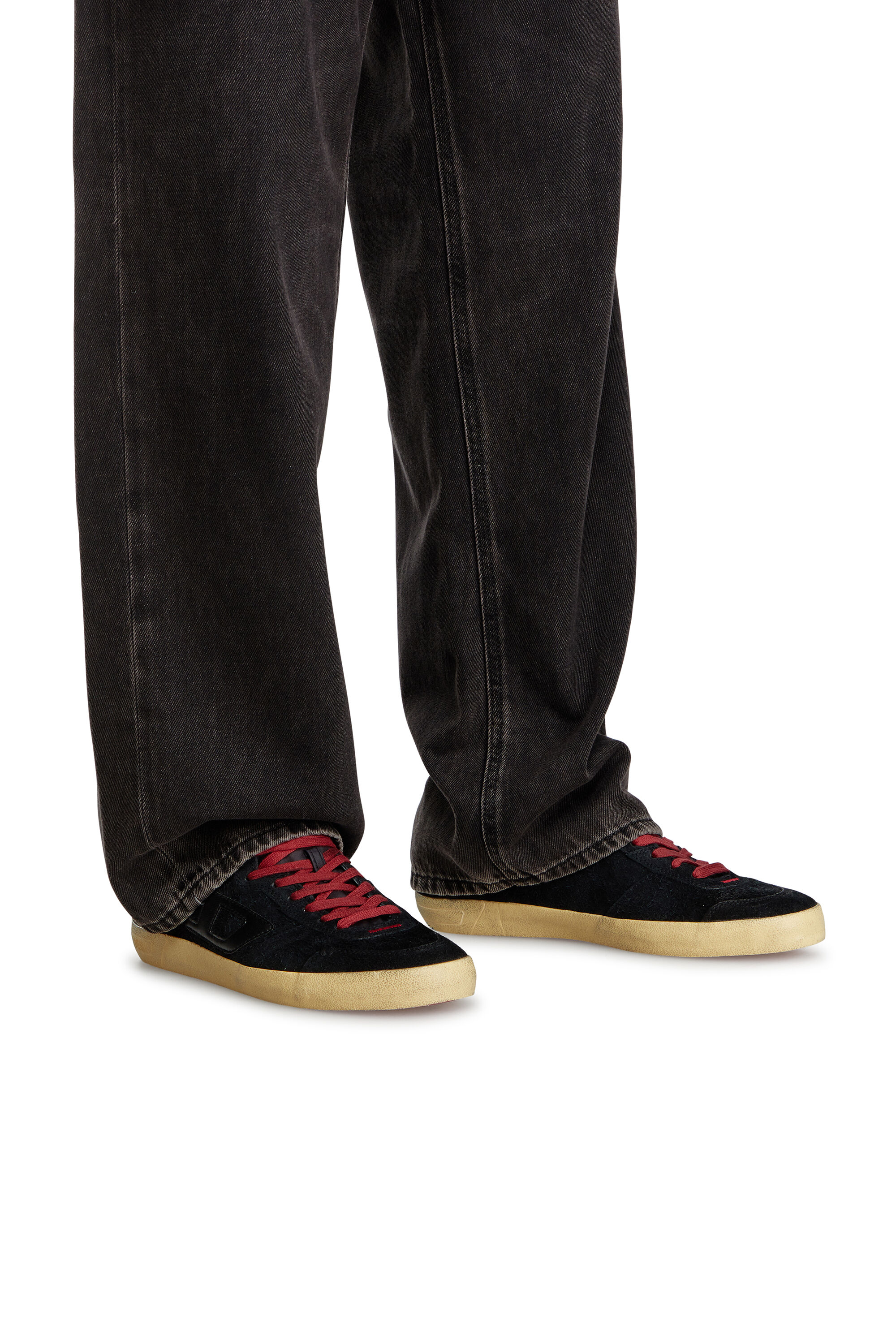Men's S-Leroji-Distressed sneakers in hairy suede | Black