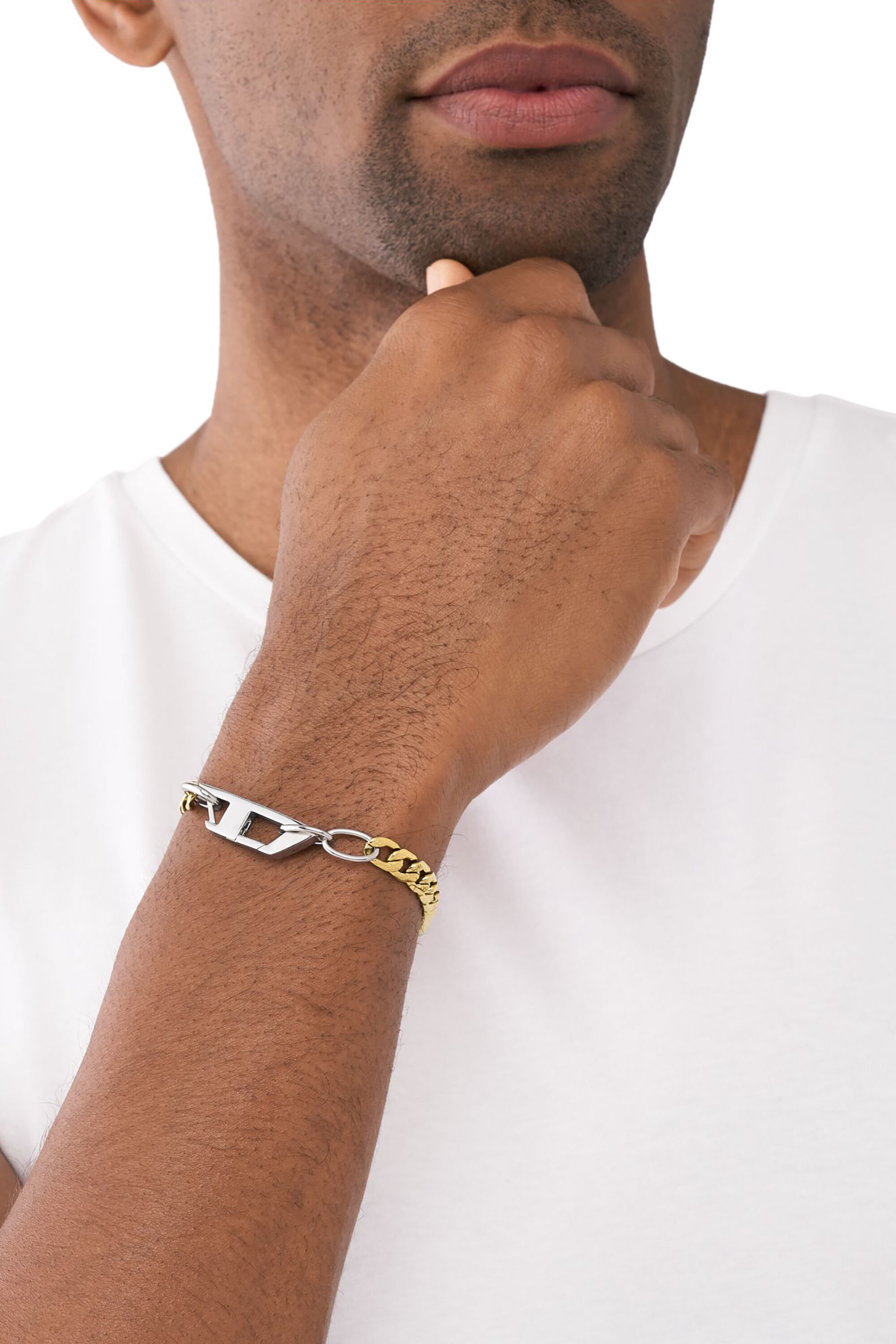 ◆DIESEL◆ D logo chain bracelet Diesel Oval D Logo Stainless Steel Chain Bracelet