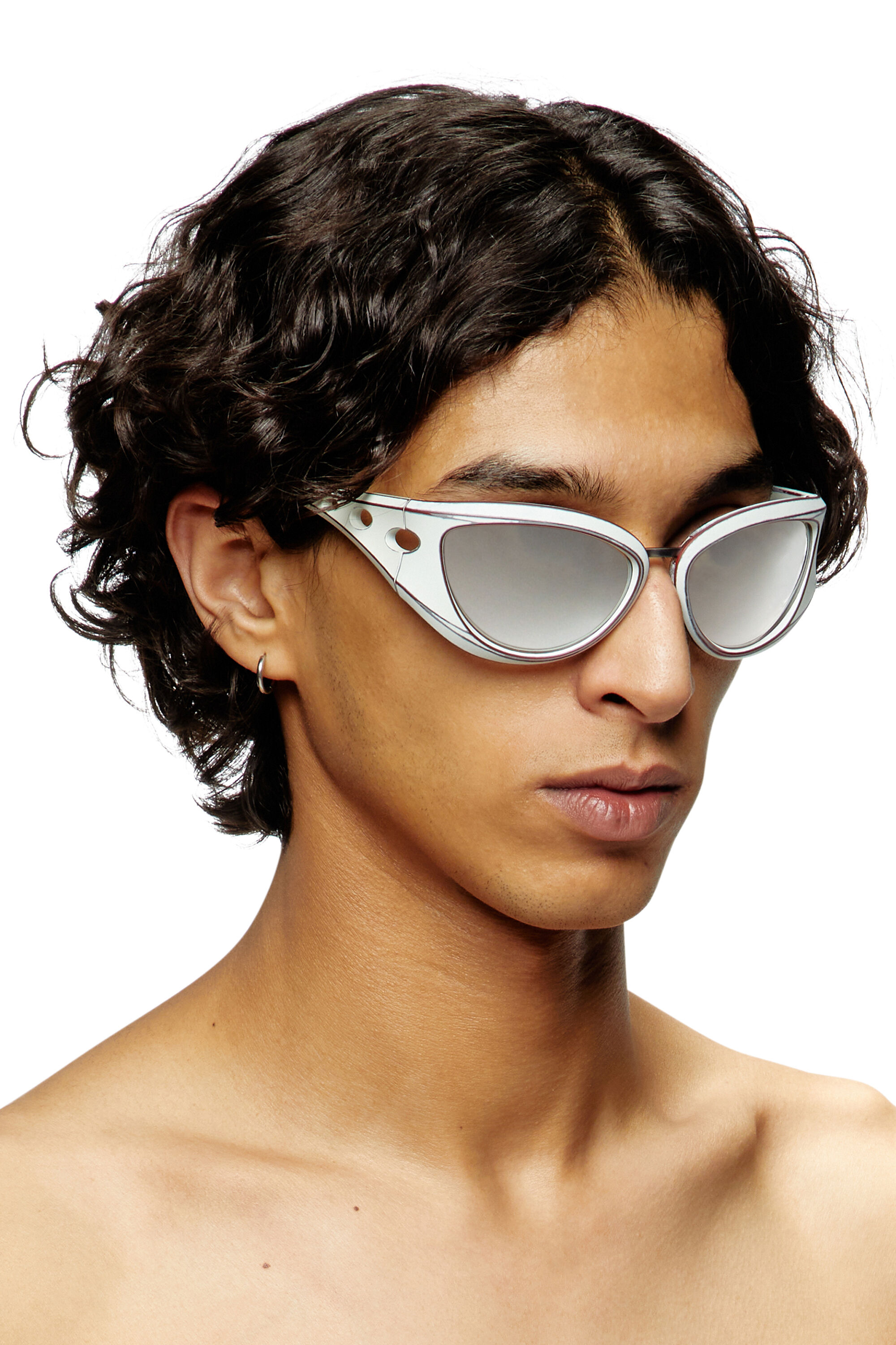 Diesel - 0DL3007U, Unisex's Cat-eye style sunglasses in White/Grey - 4