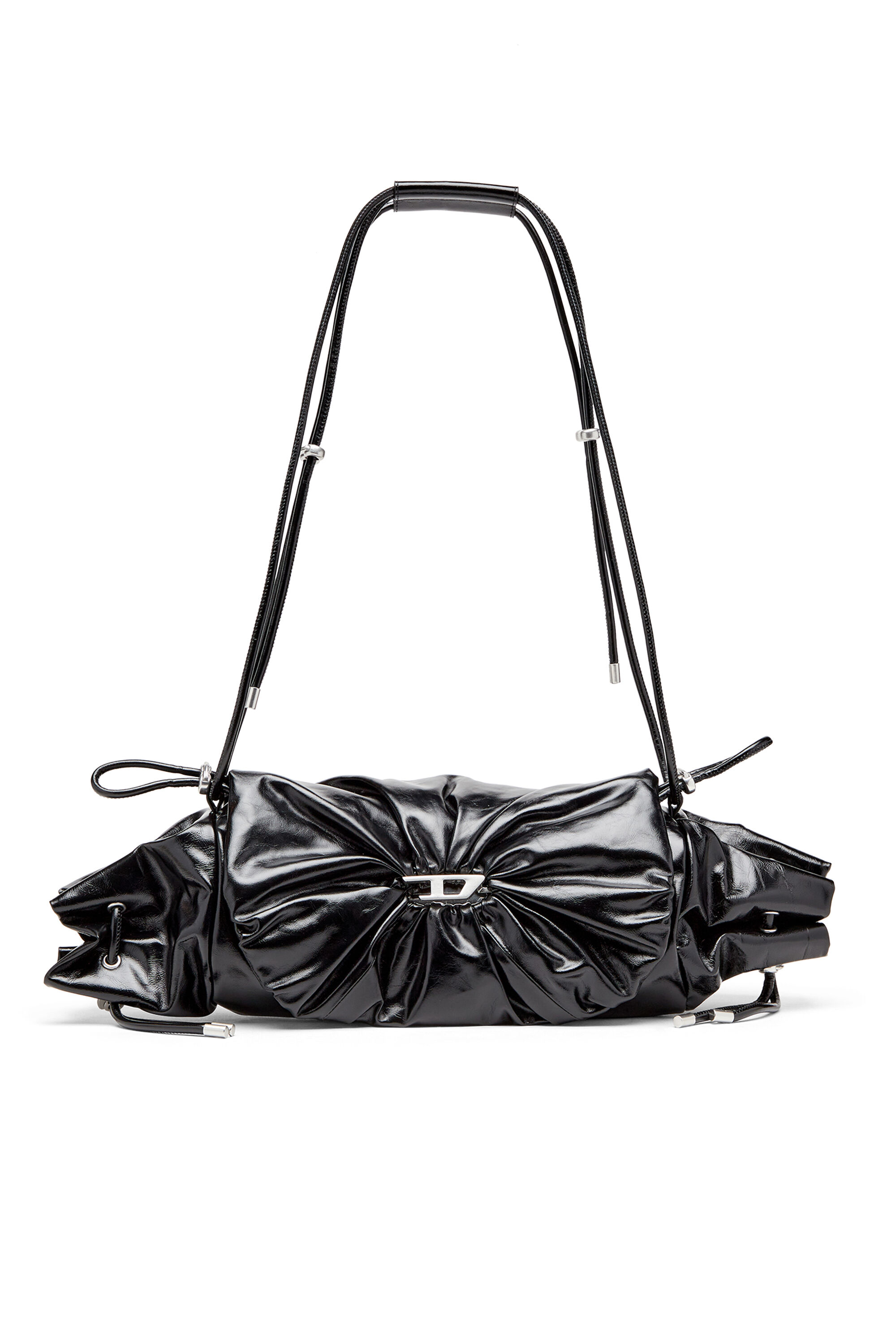 Diesel - SCRUNCH-D SHOULDER M, Woman's Scrunch-D M-Borsa a spalla in pelle lucida in Black - 1