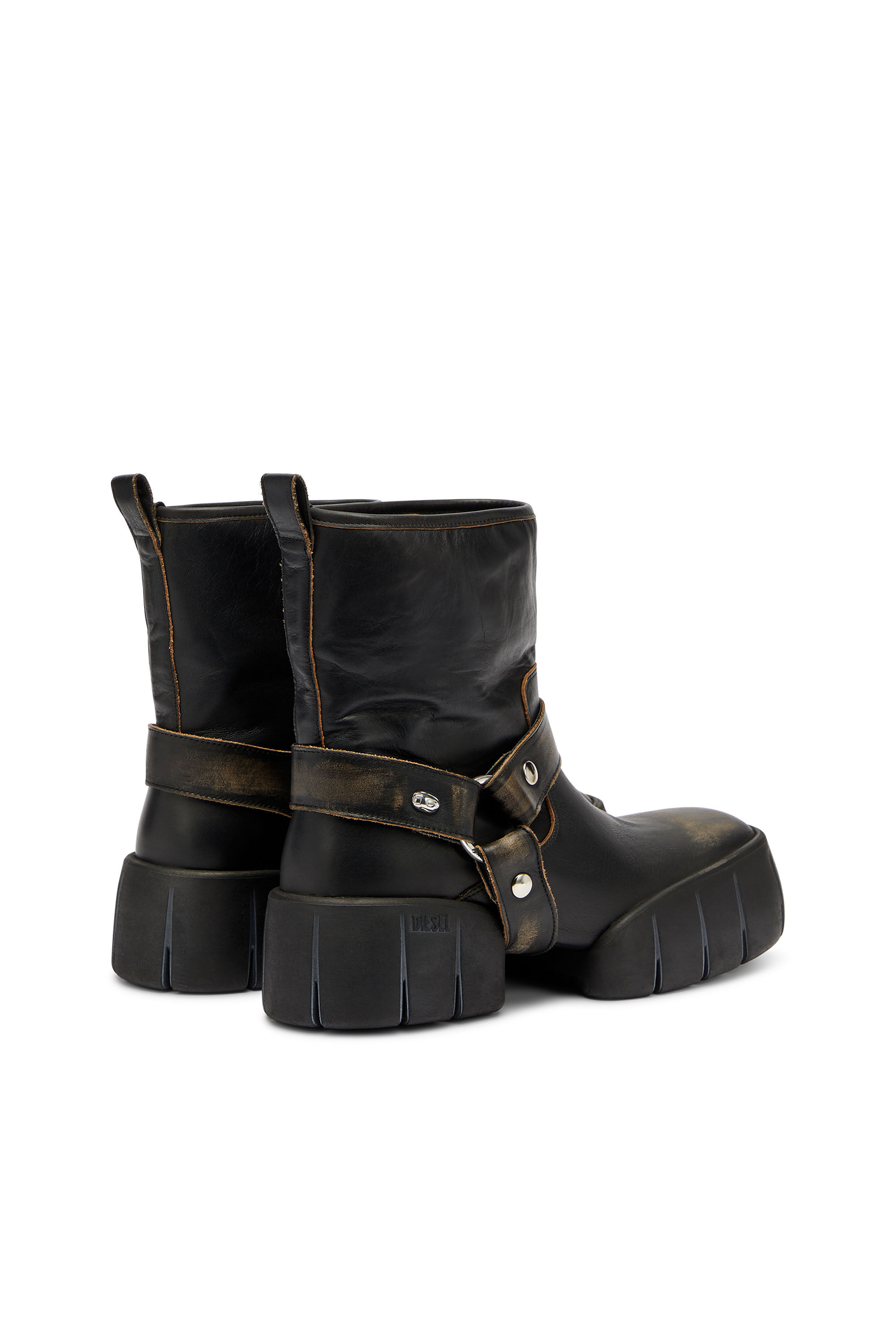 Diesel - D-TEX TU, Man's D-Tex - Biker boots in distressed leather in null - 3