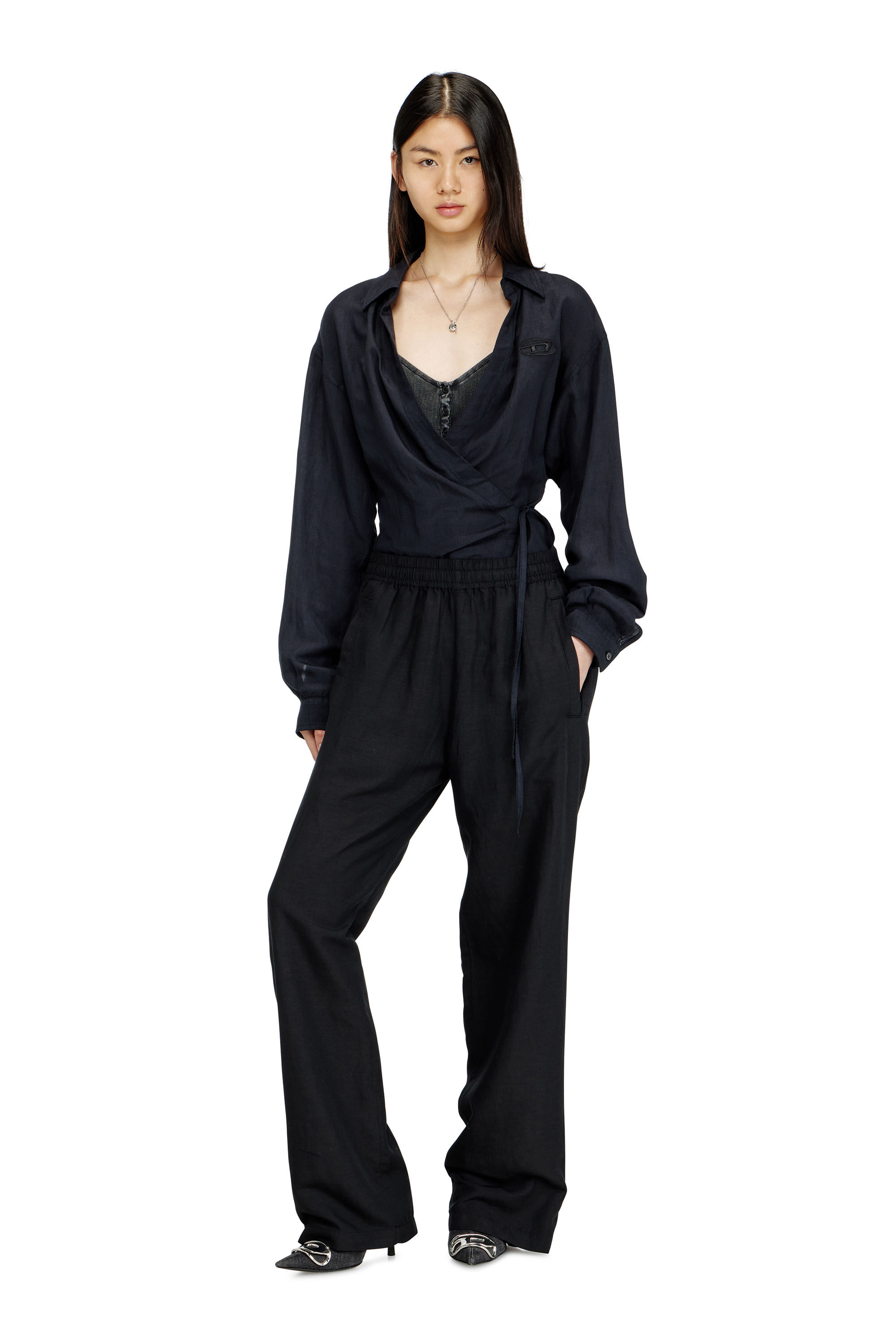 Women's Linen-blend pants | Black | Diesel