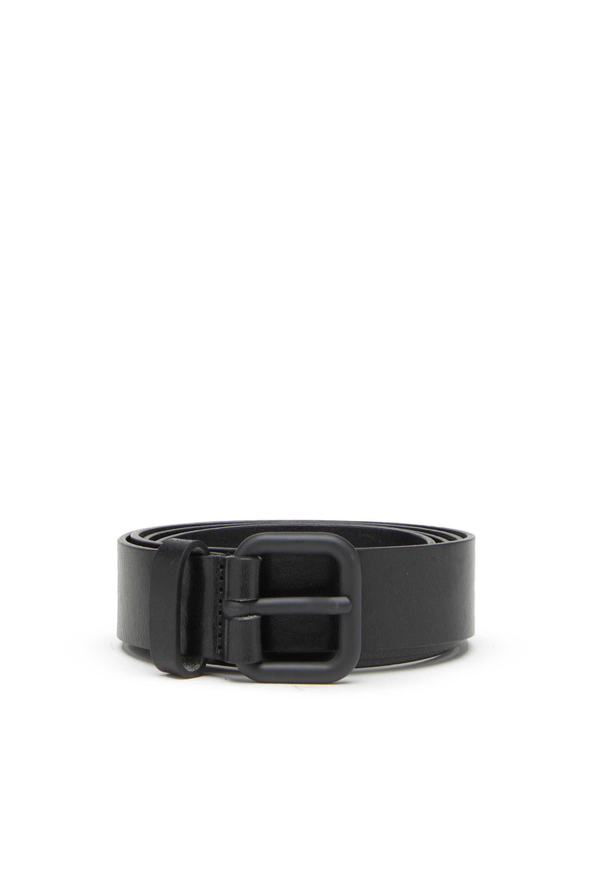 B-INLAY: Leather belt with metal oval D logo | Diesel