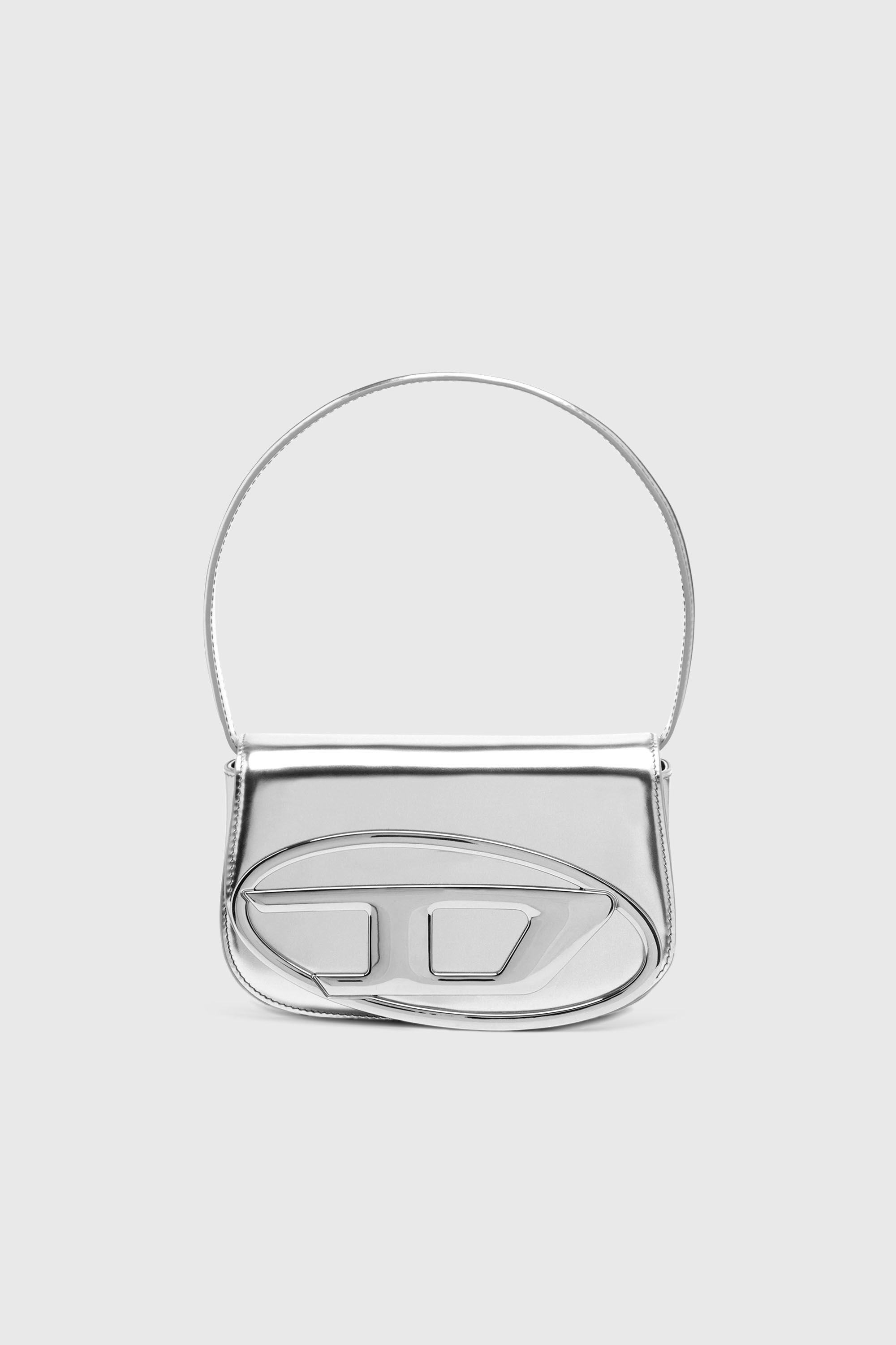 ディーゼル ショルダーバッグ 1DR シルバー レザー ウォレット Women's 1DR-Iconic shoulder bag in mirrored leather | Silver