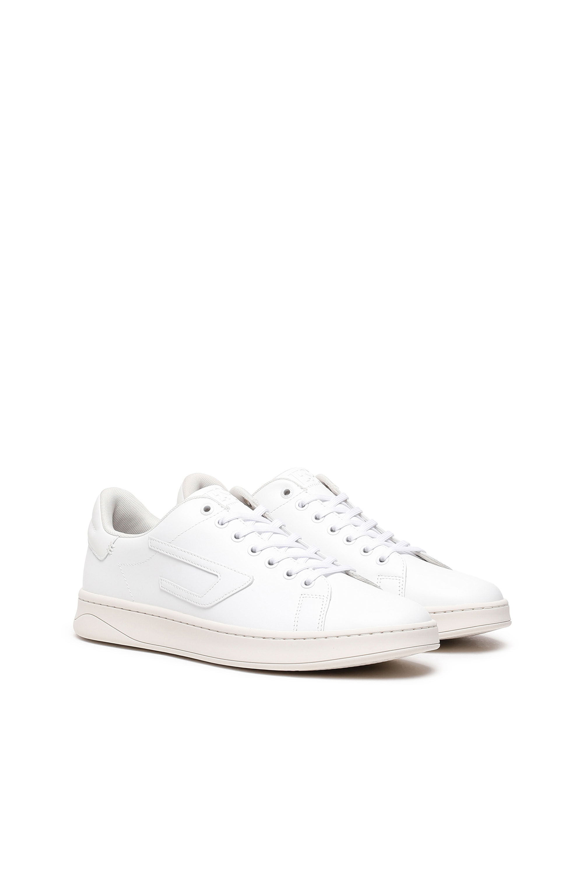 Men's Low-top leather sneakers with D patch | Diesel S-ATHENE LOW