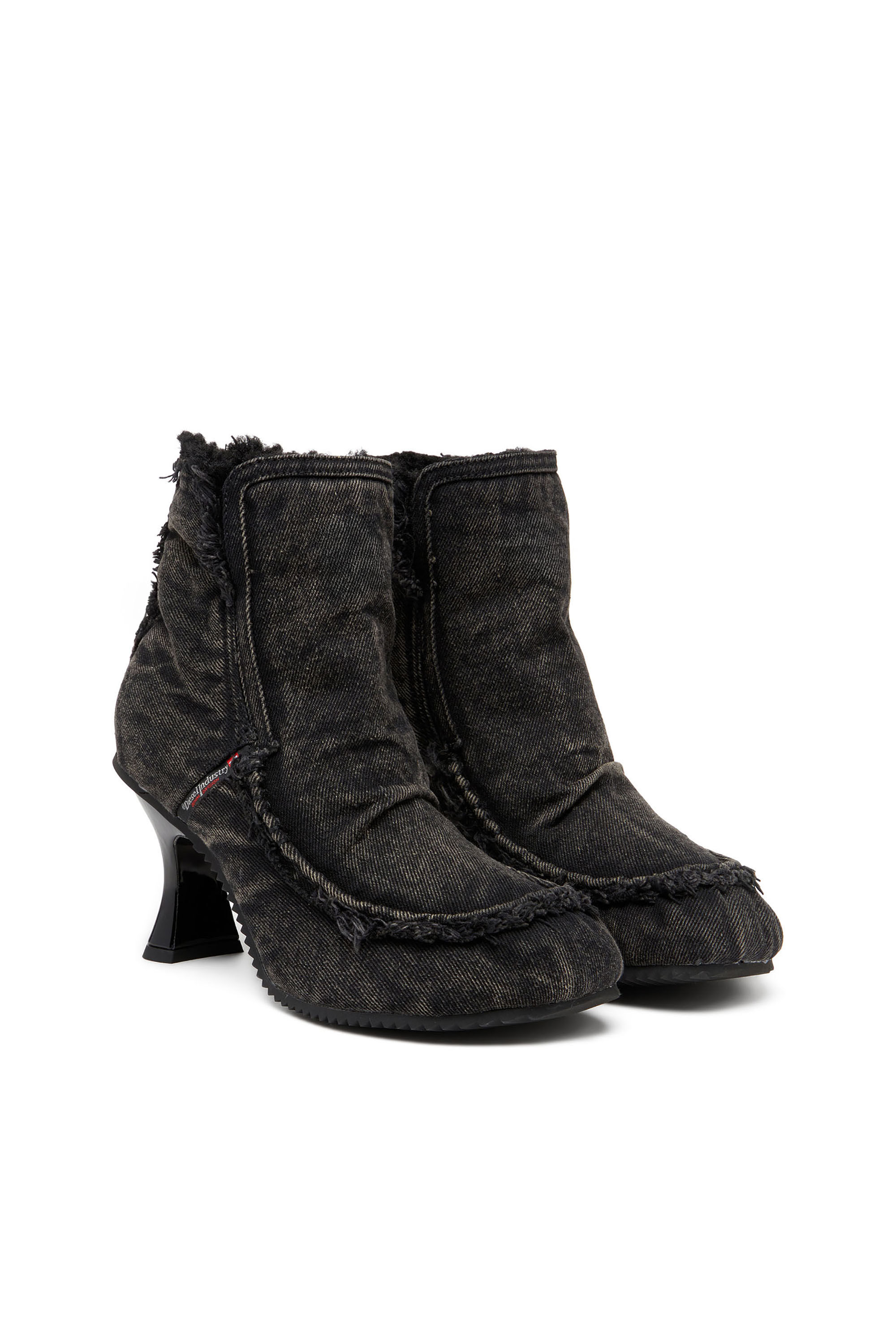 Women's D-Woodstock - Denim boots with heel | Black | Diesel