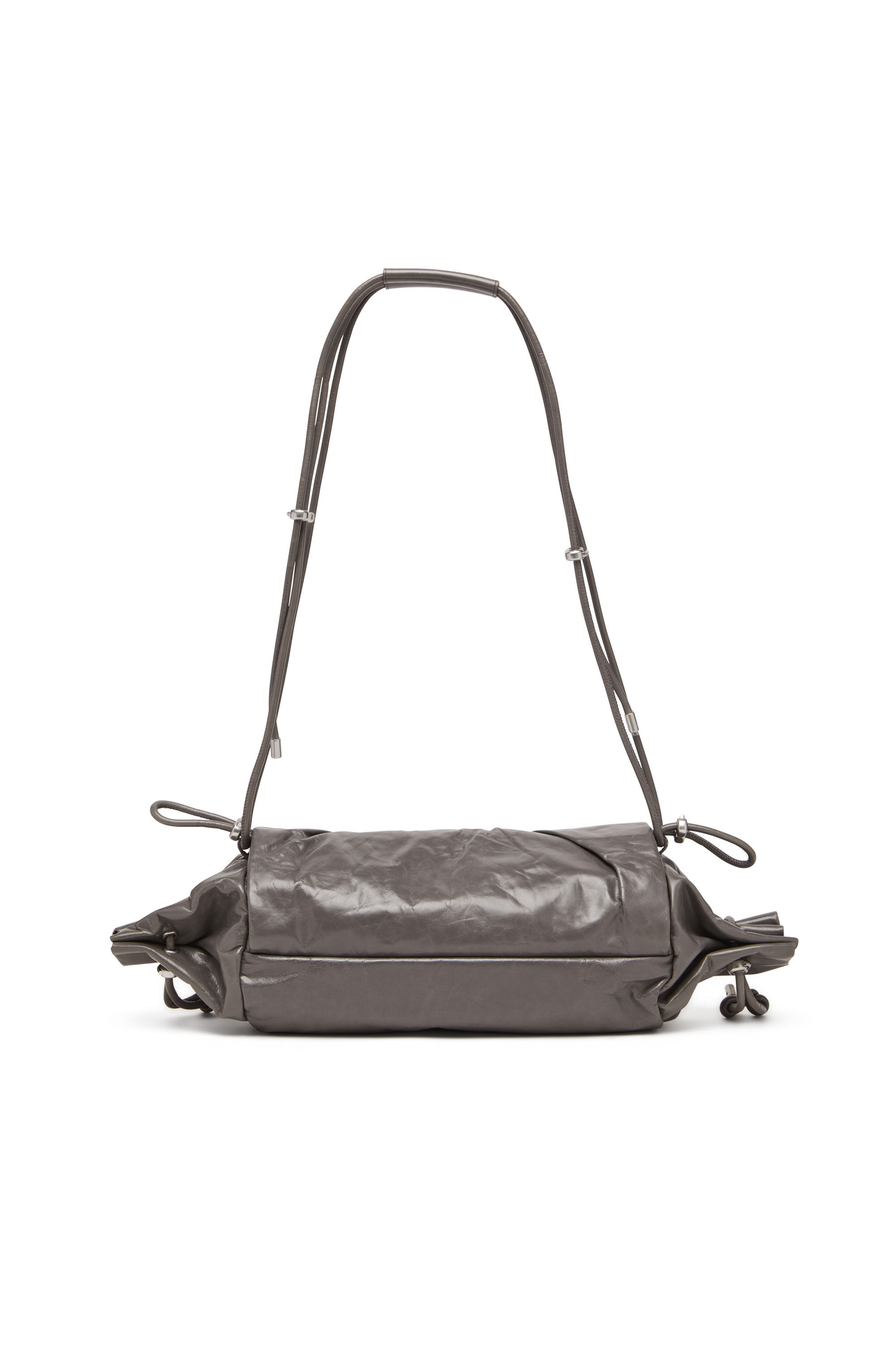 【DIESEL】scrunch-d shoulder m Women's Scrunch-D M-Shoulder bag in shiny leather | Black