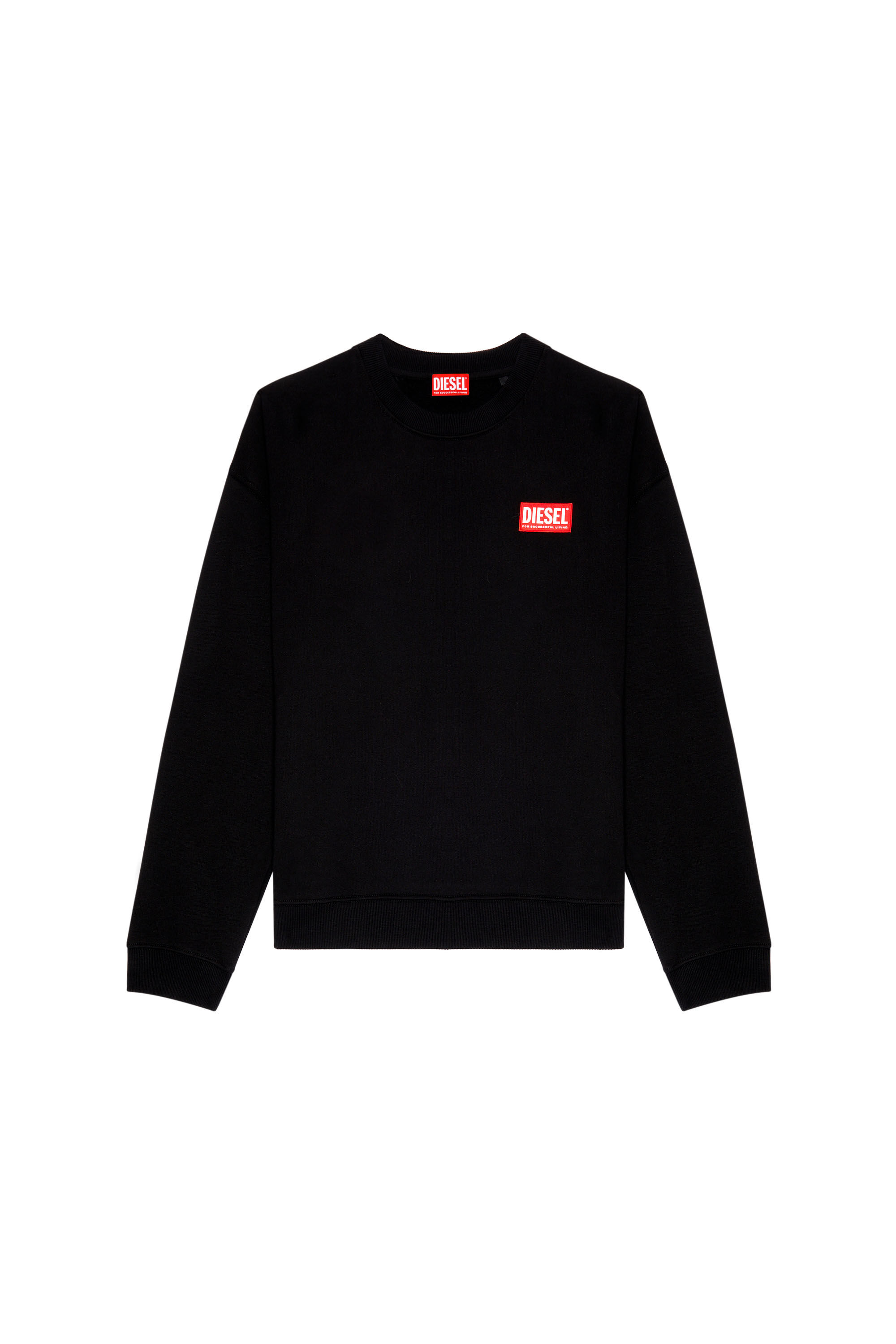 Men's Oversized sweatshirt with logo patch | Black | Diesel