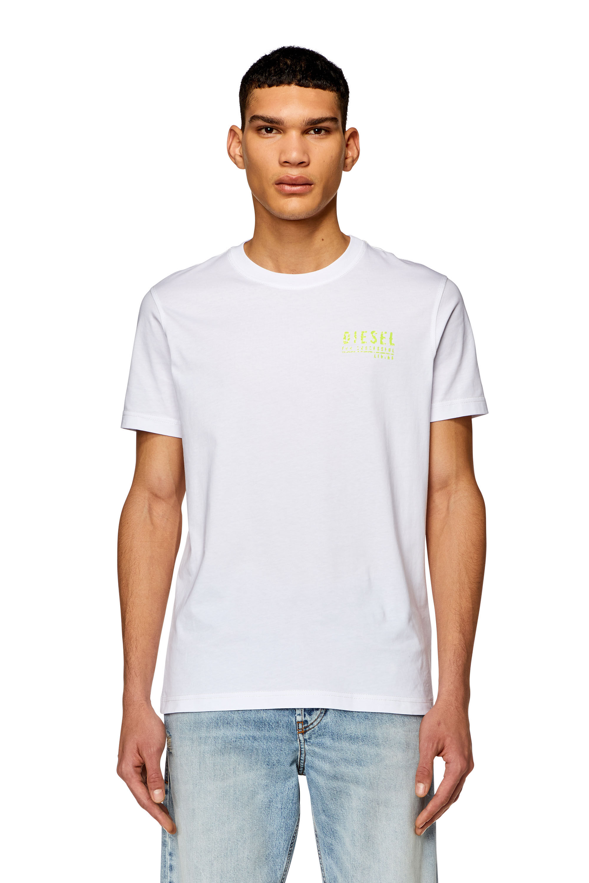 Men's T-shirt with mottled logo print | White | Diesel TR