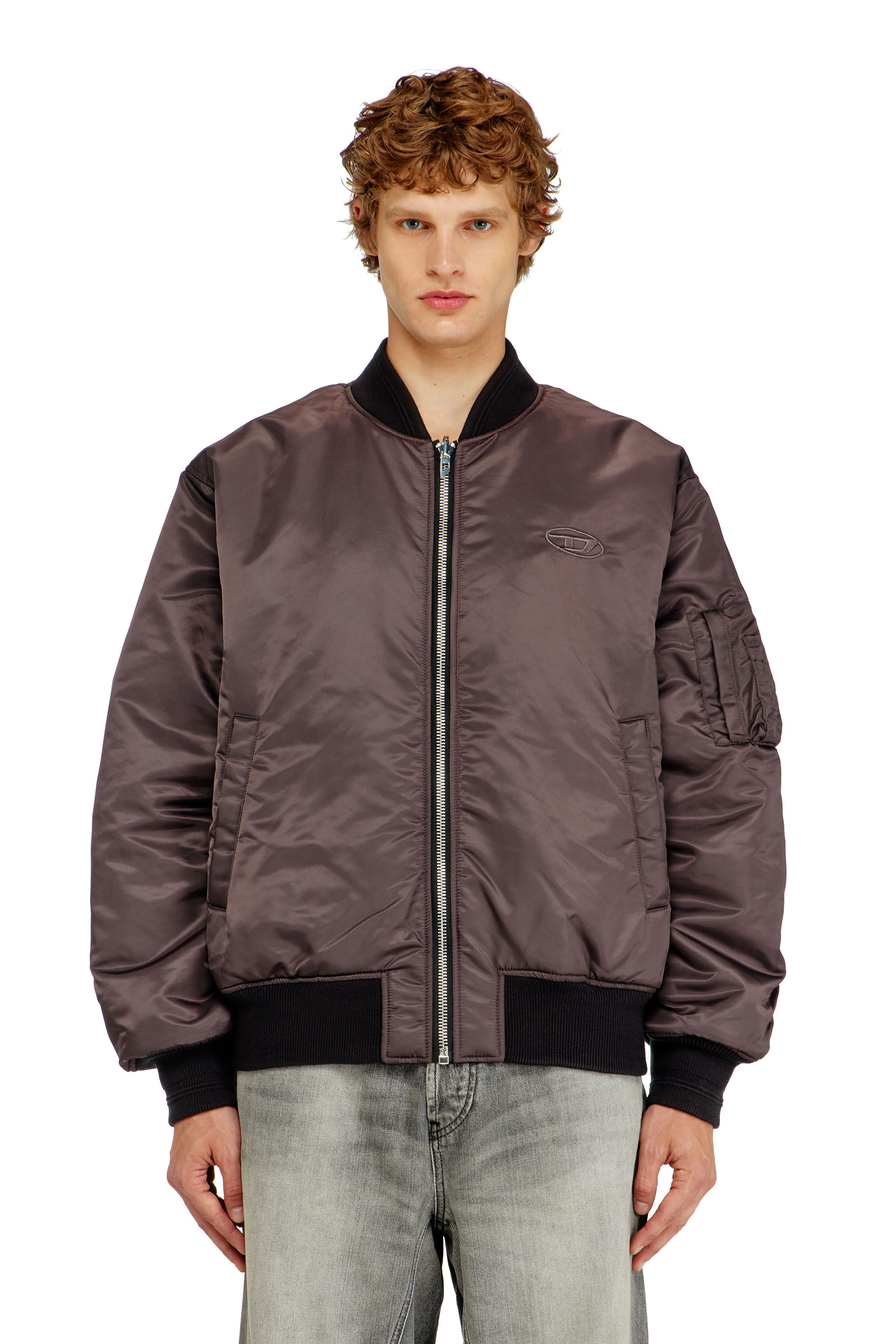 Men's Padded bomber jacket with Oval D embroidery | Black | Diesel