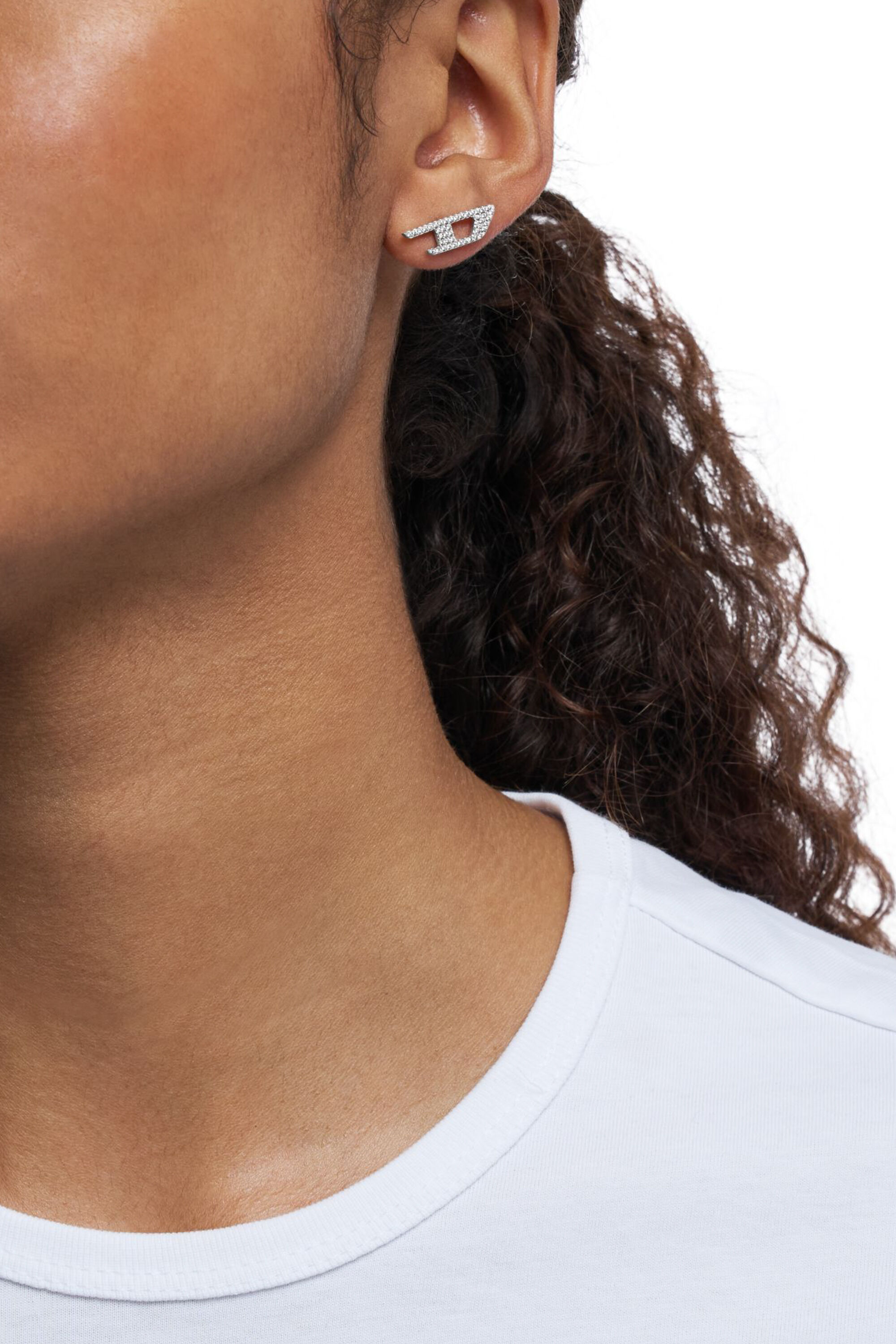 Women's Stainless steel glitz stud earring | Silver | Diesel