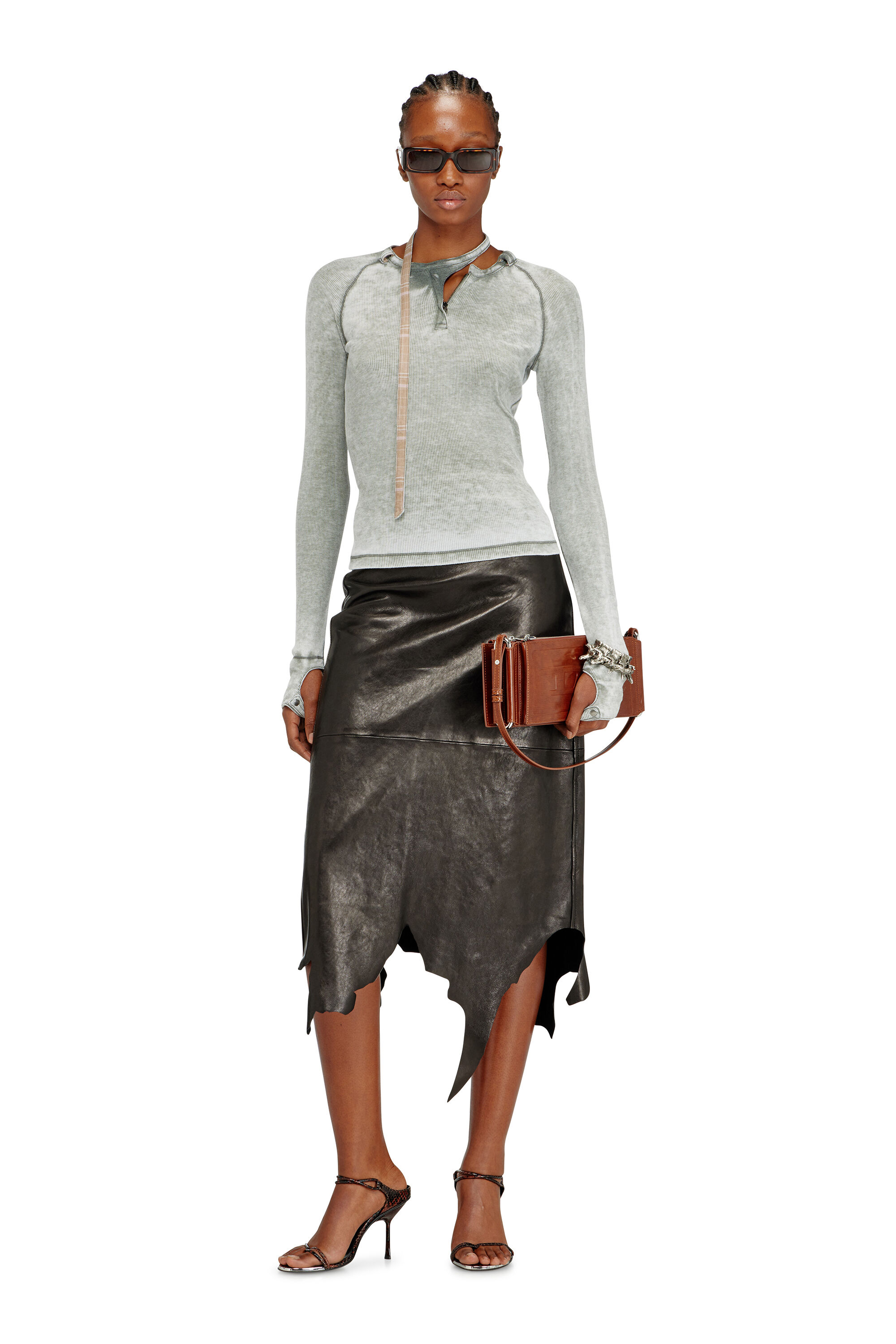 Women's Flag-D-Modular logo-embossed shoulder bag | Brown | Diesel