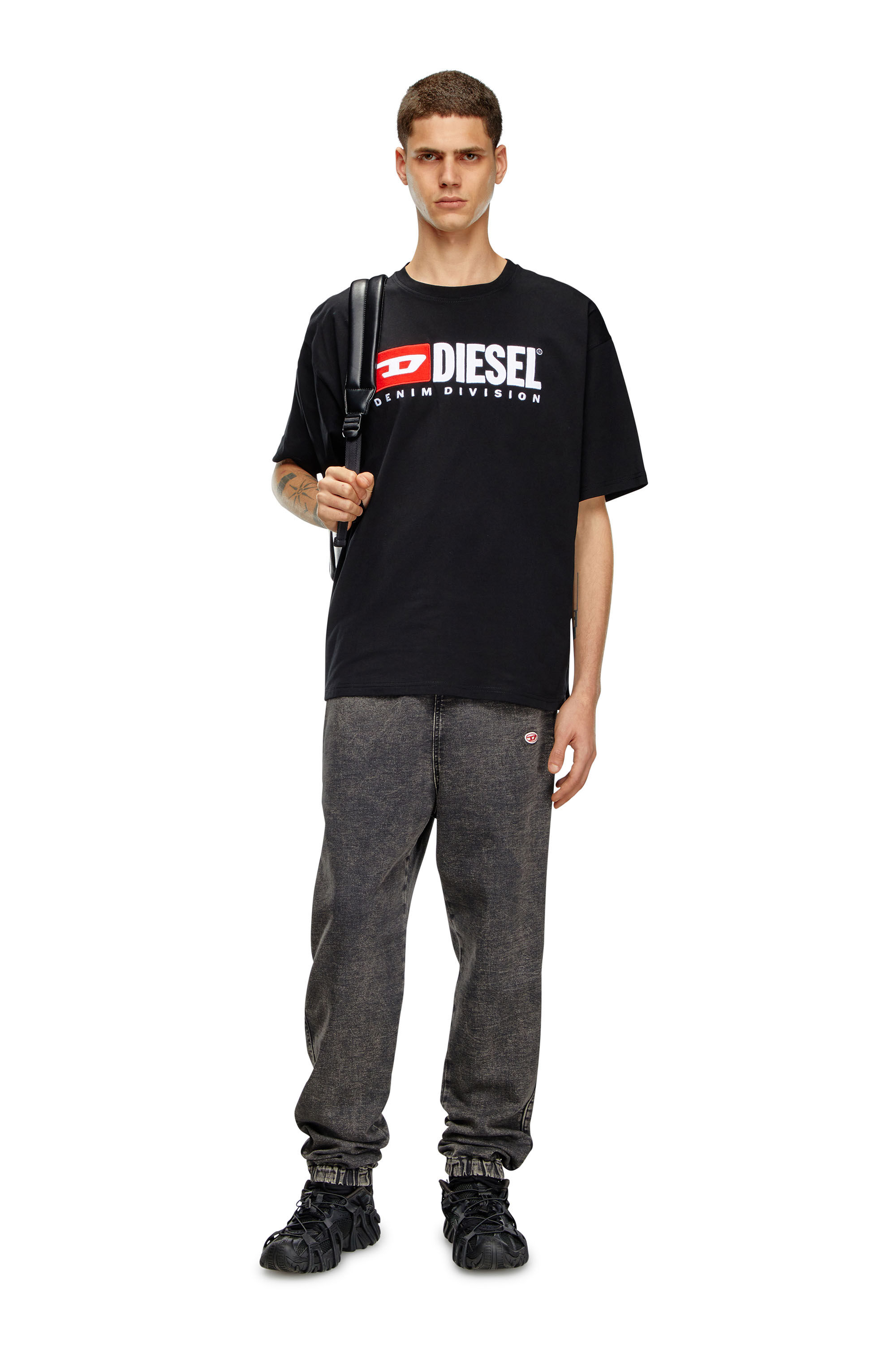 Men's T-shirt with Diesel patch logo | Black | Diesel