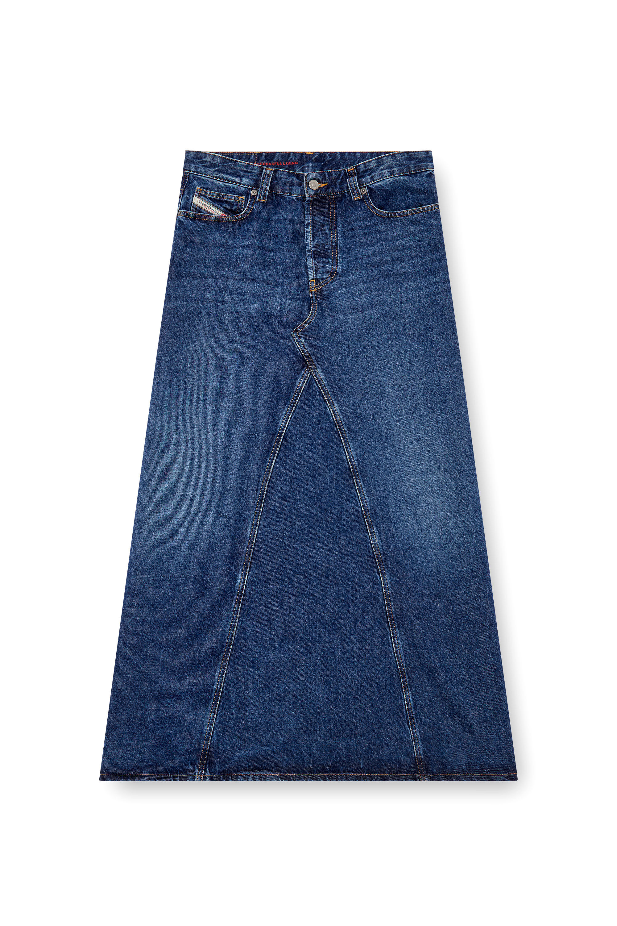 Diesel - DE-PAGO, Woman's Long skirt in denim in Dark Blue - 1