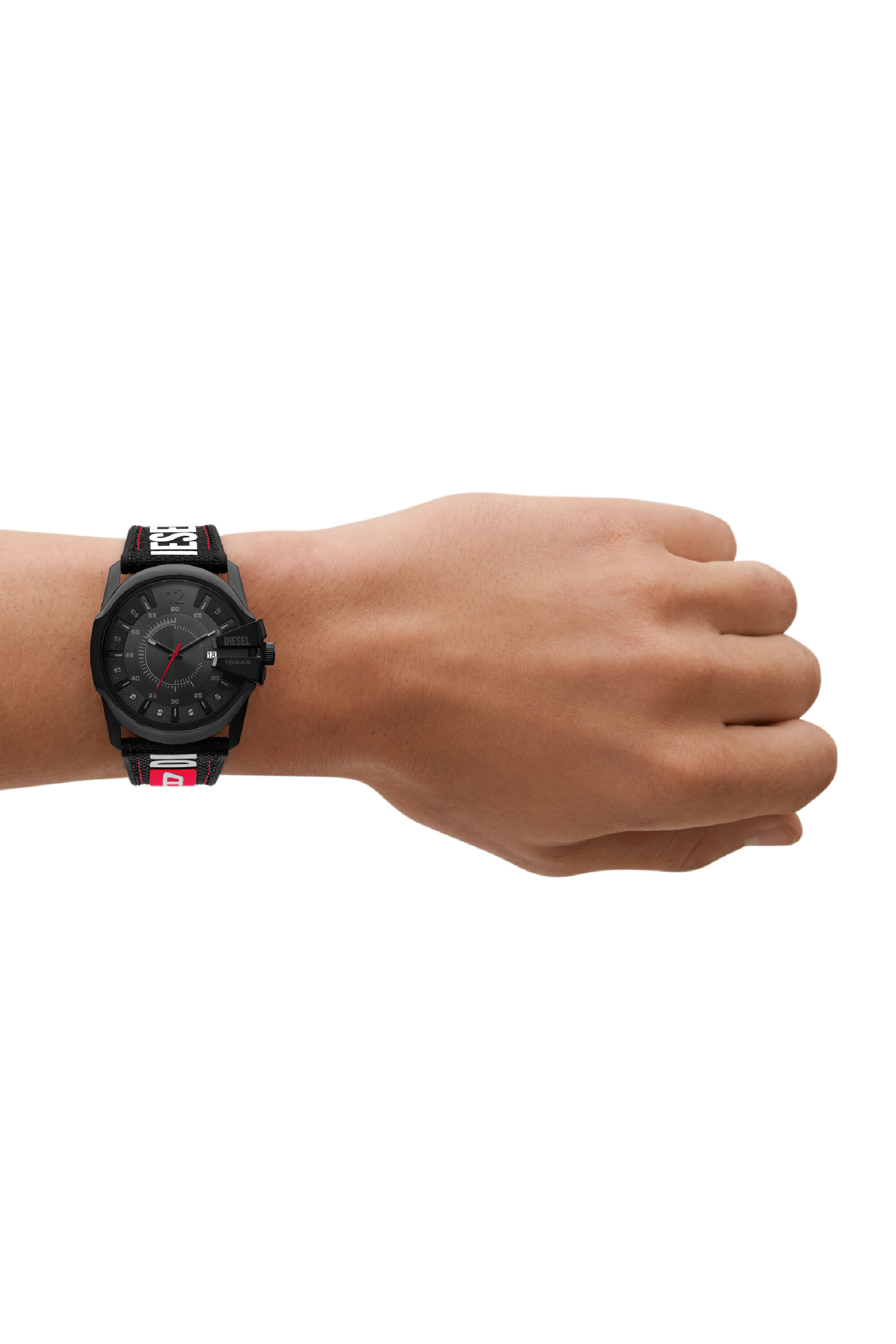 Men s Master Chief Date leather nylon and silicone watch DZ2160