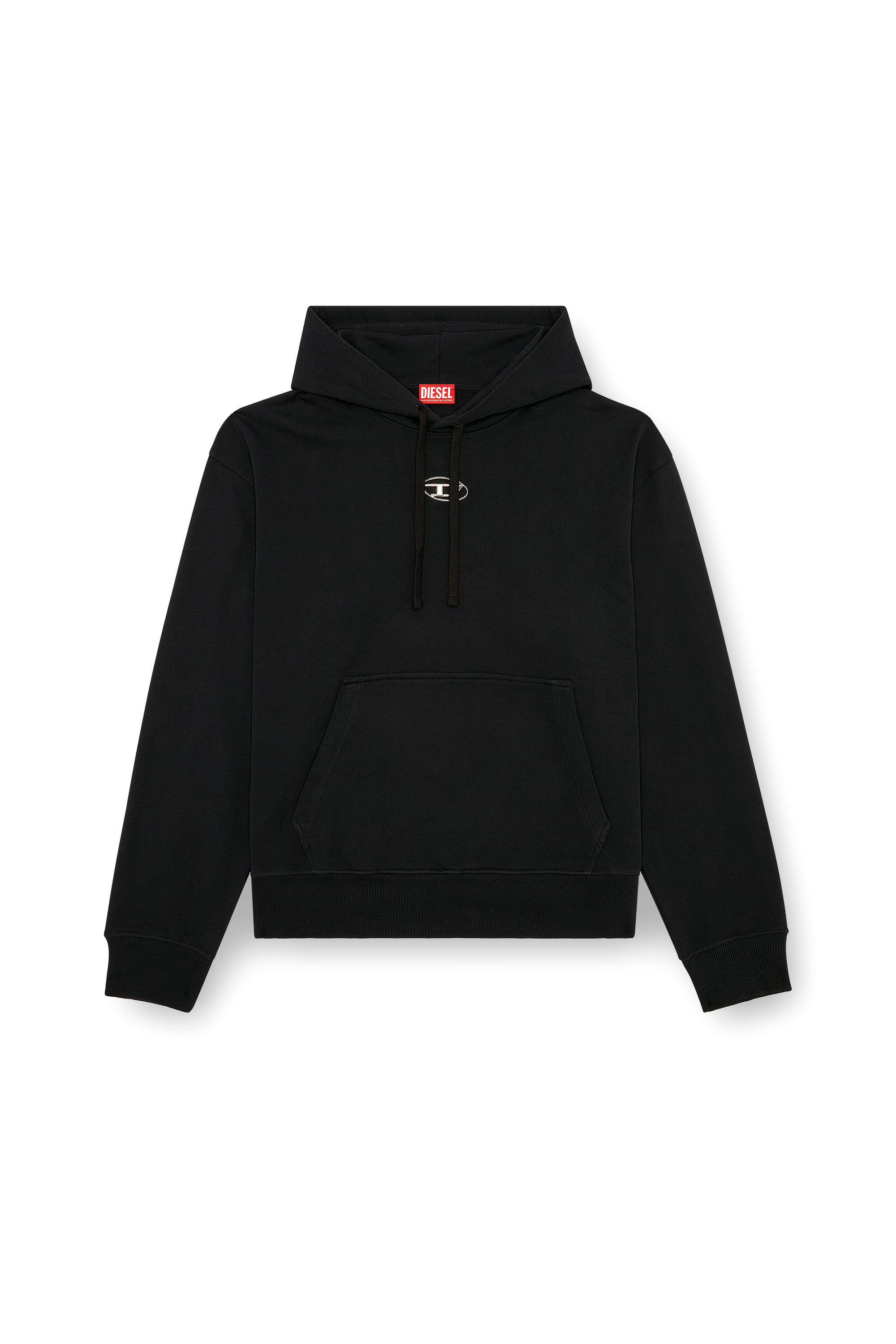 S MACS HOOD OD Men Oversized black hoodie metallic logo Diesel