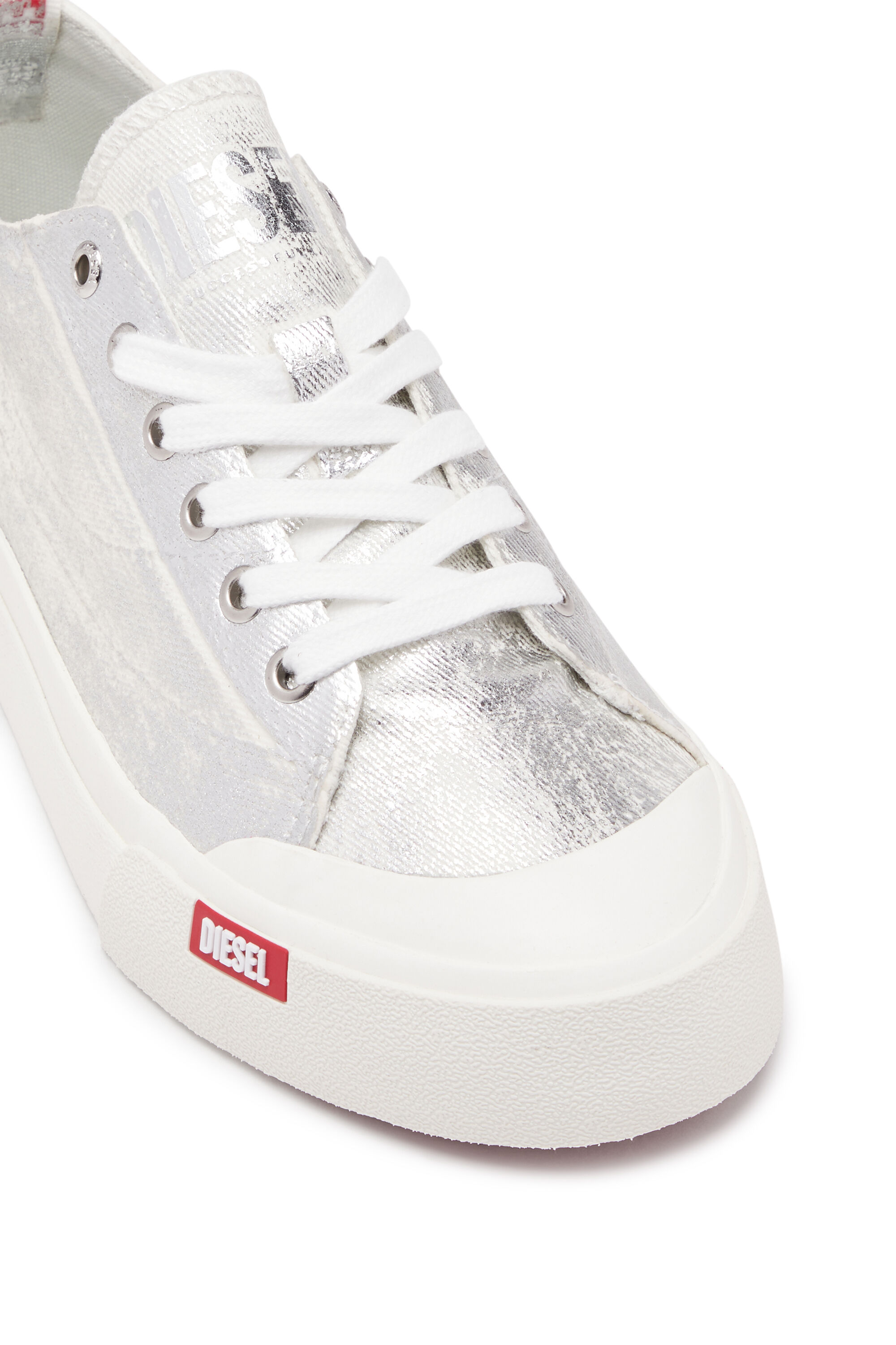Women's S-Athos Low W - Distressed sneakers in metallic canvas 