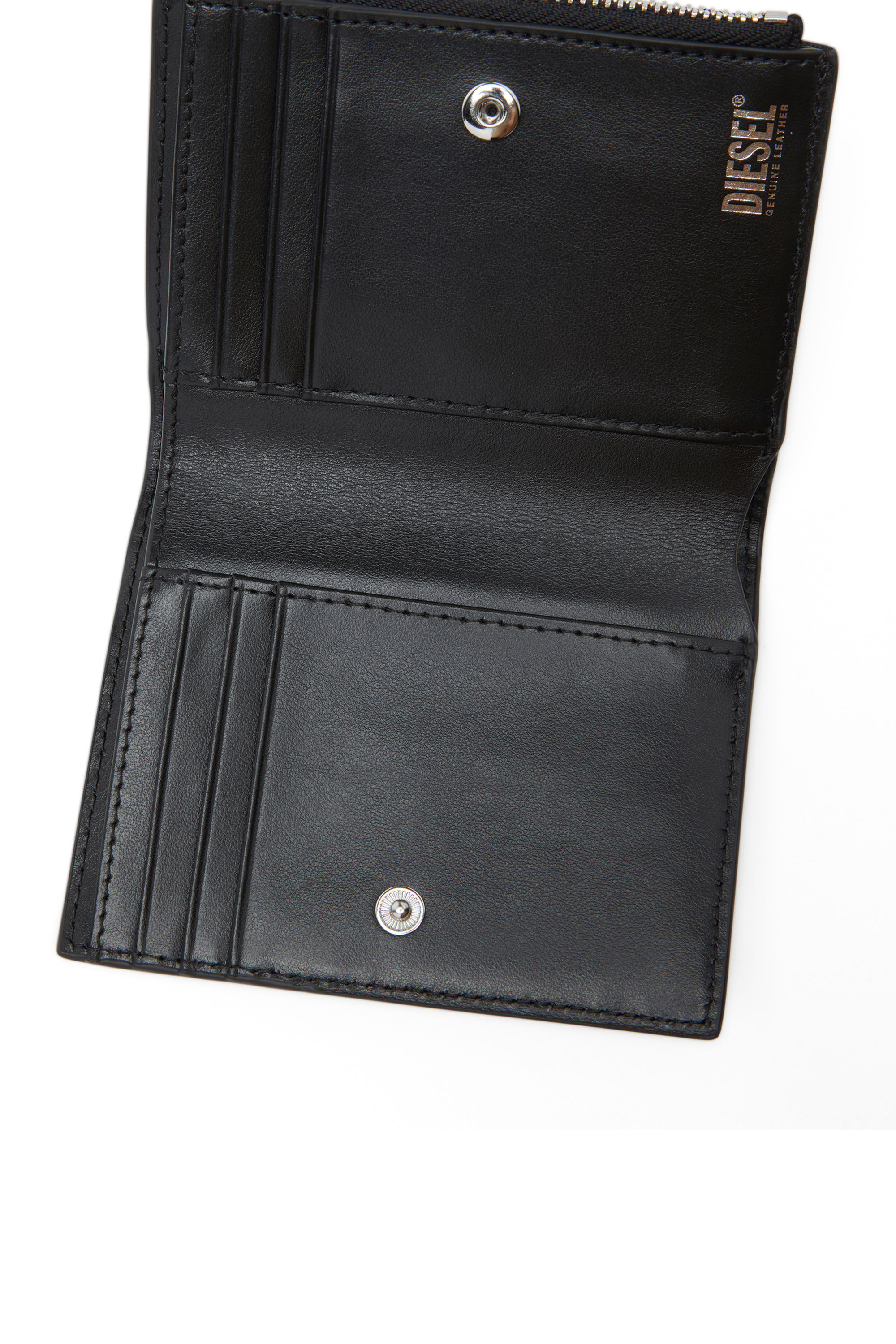 Women's Small leather wallet with logo plaque | Black | Diesel