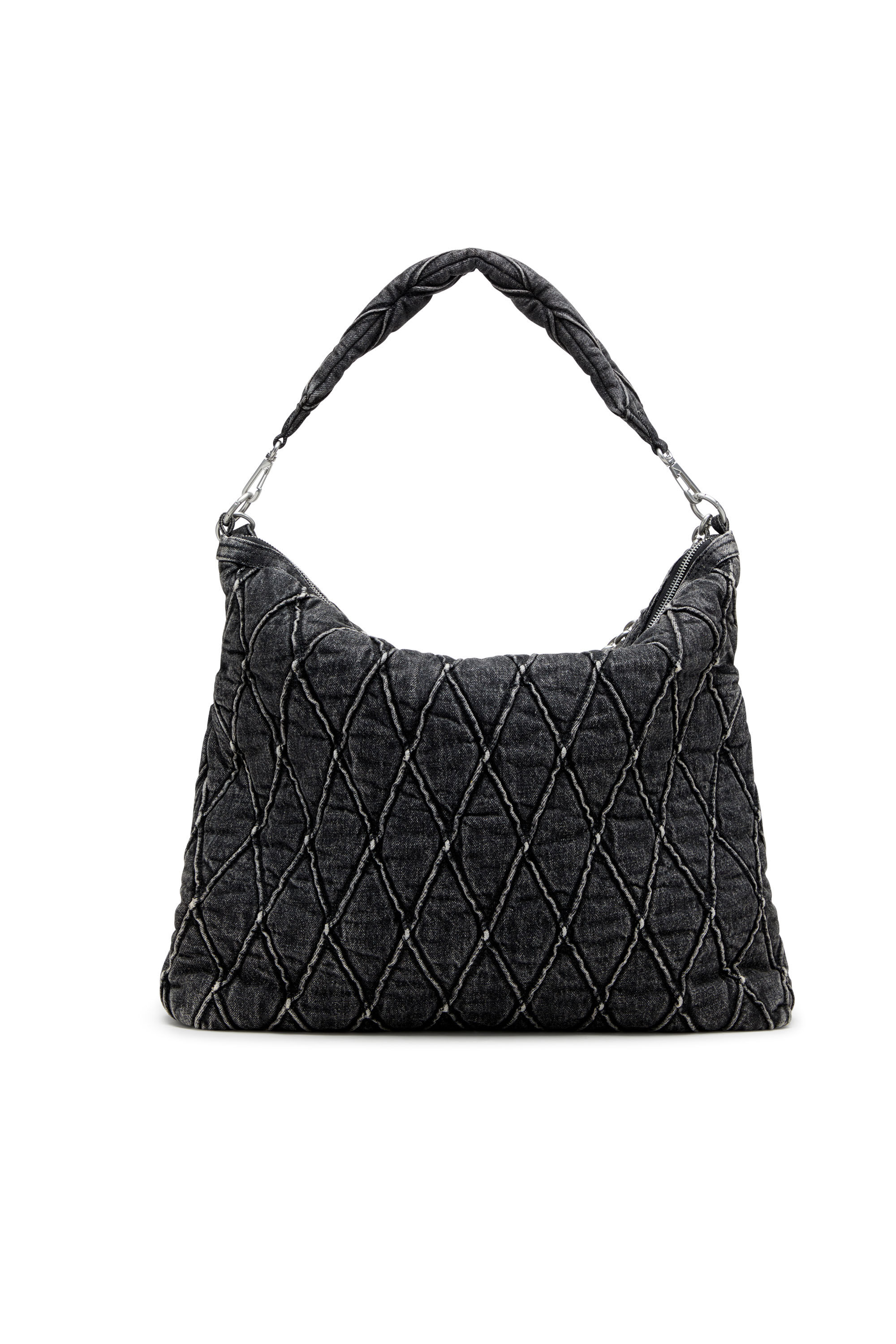Women's Charm-D-Large hobo in treated quilted denim | Black