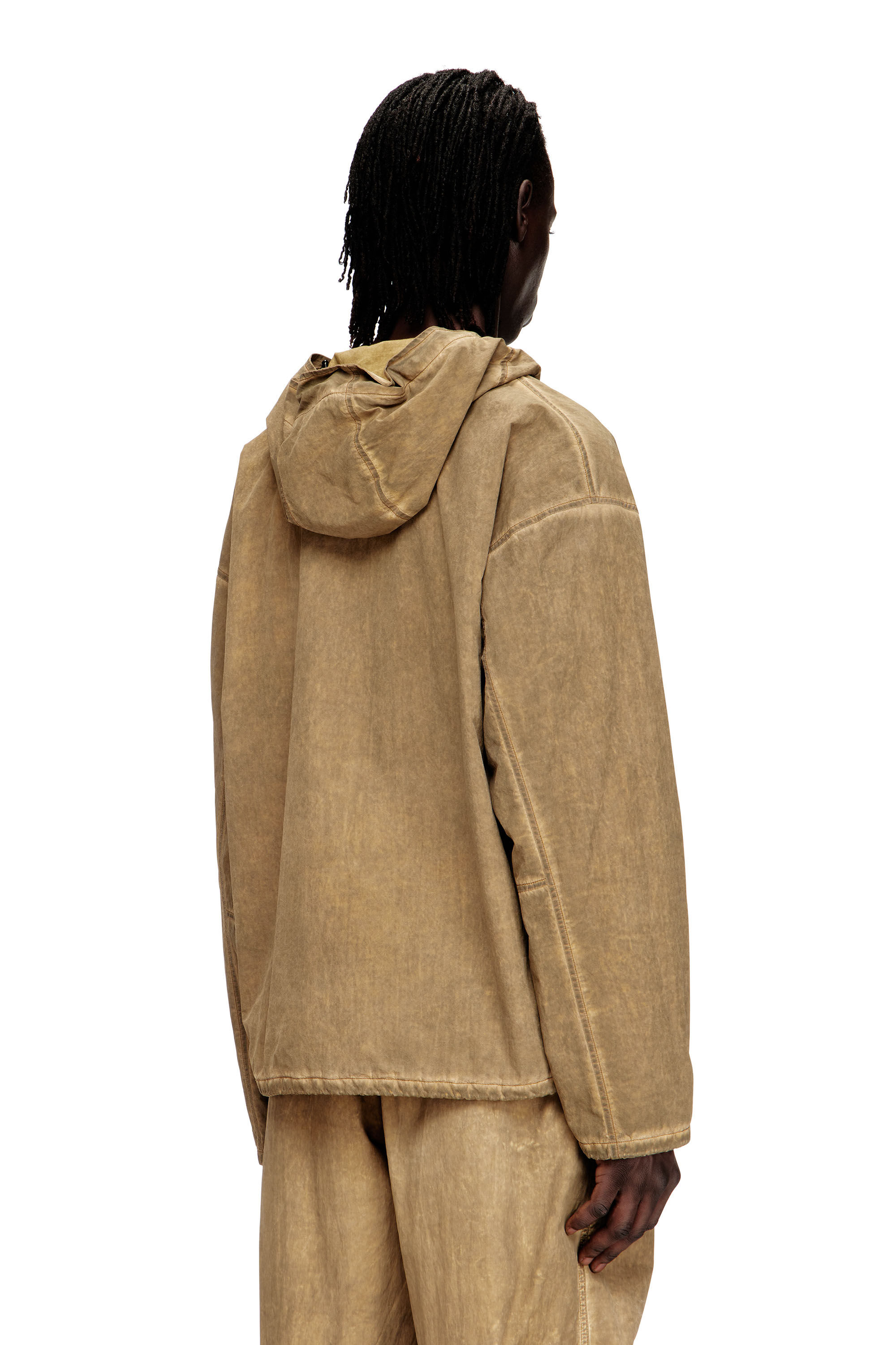 Men's Dirt-effect hooded jacket in Taslan | Beige | Diesel