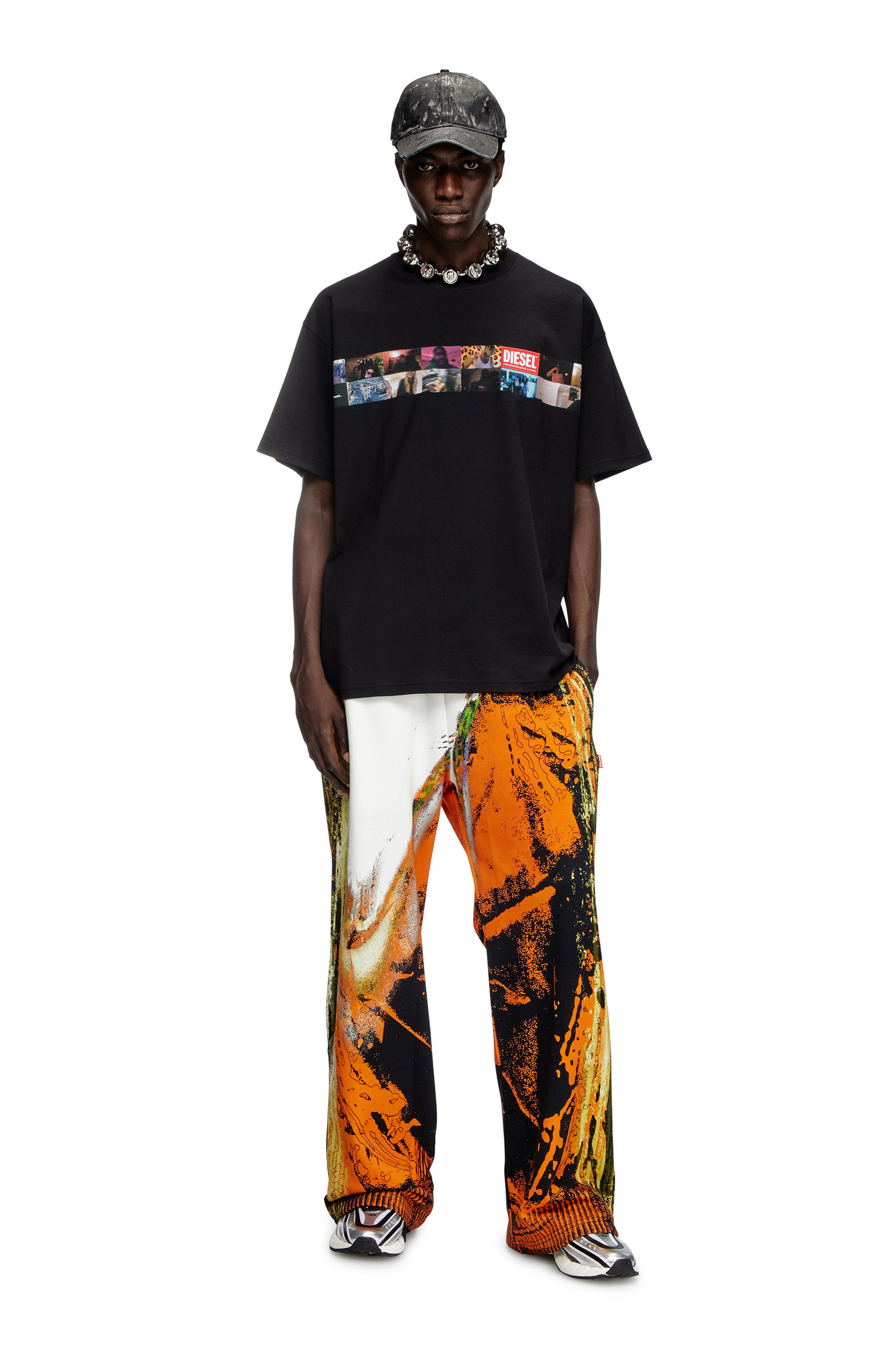 Men's T-shirt with Livestream print | Black | Diesel