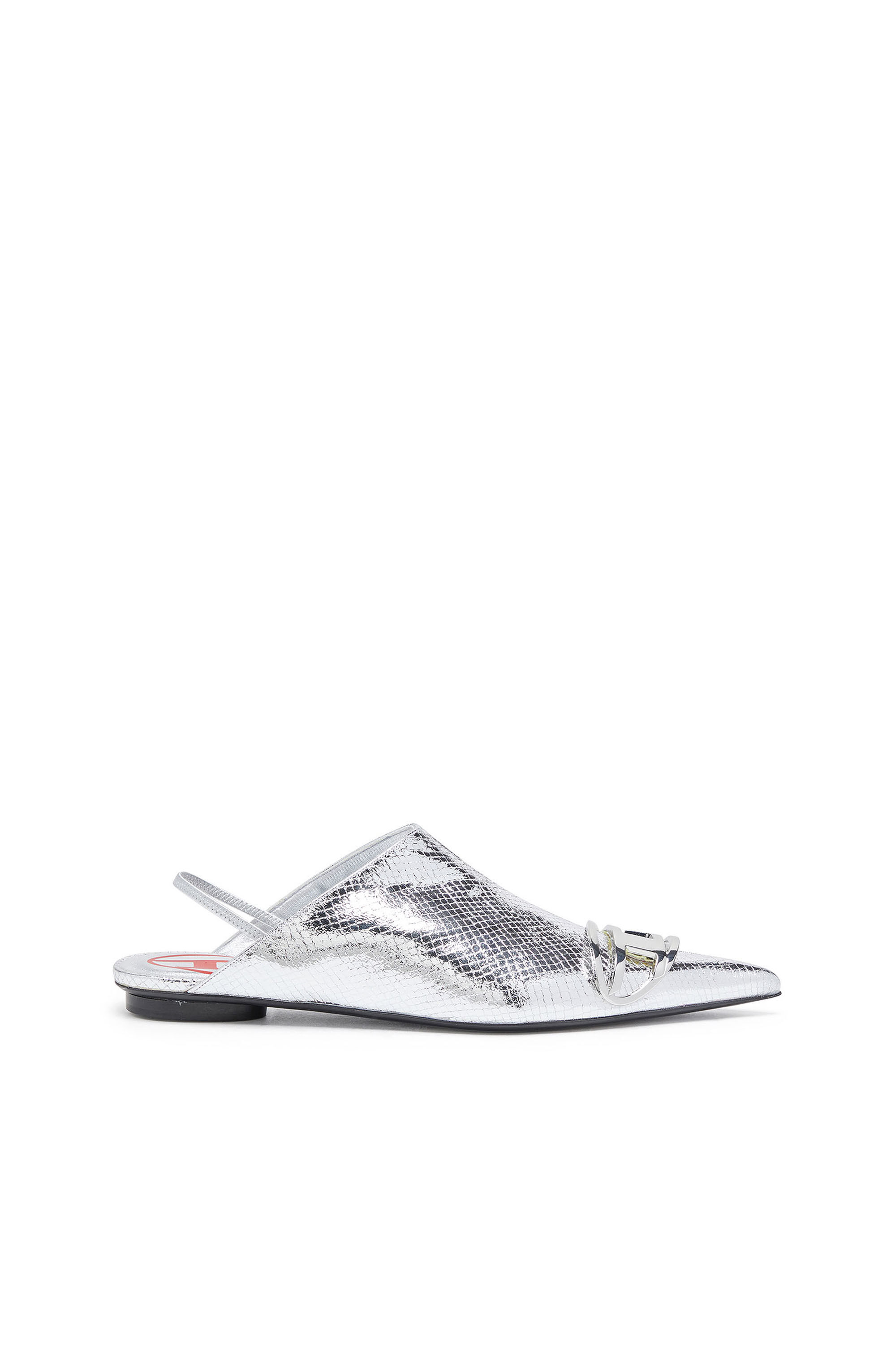 Women's D-Venus-Patent snake-effect slingback mules | Silver