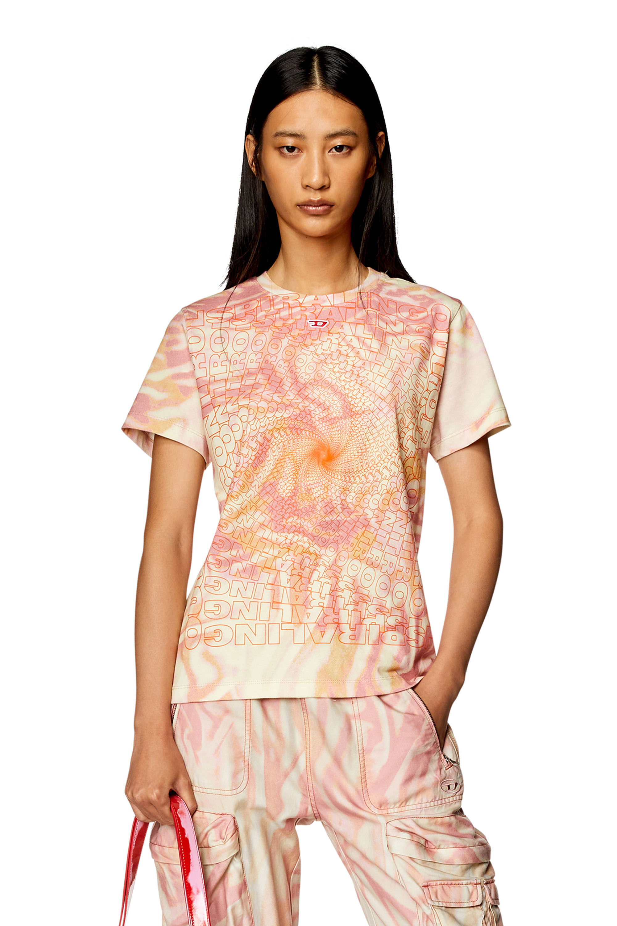 Diesel - T-REGS-N6, Woman's T-shirt with zebra-camo print in Face Powder - 3