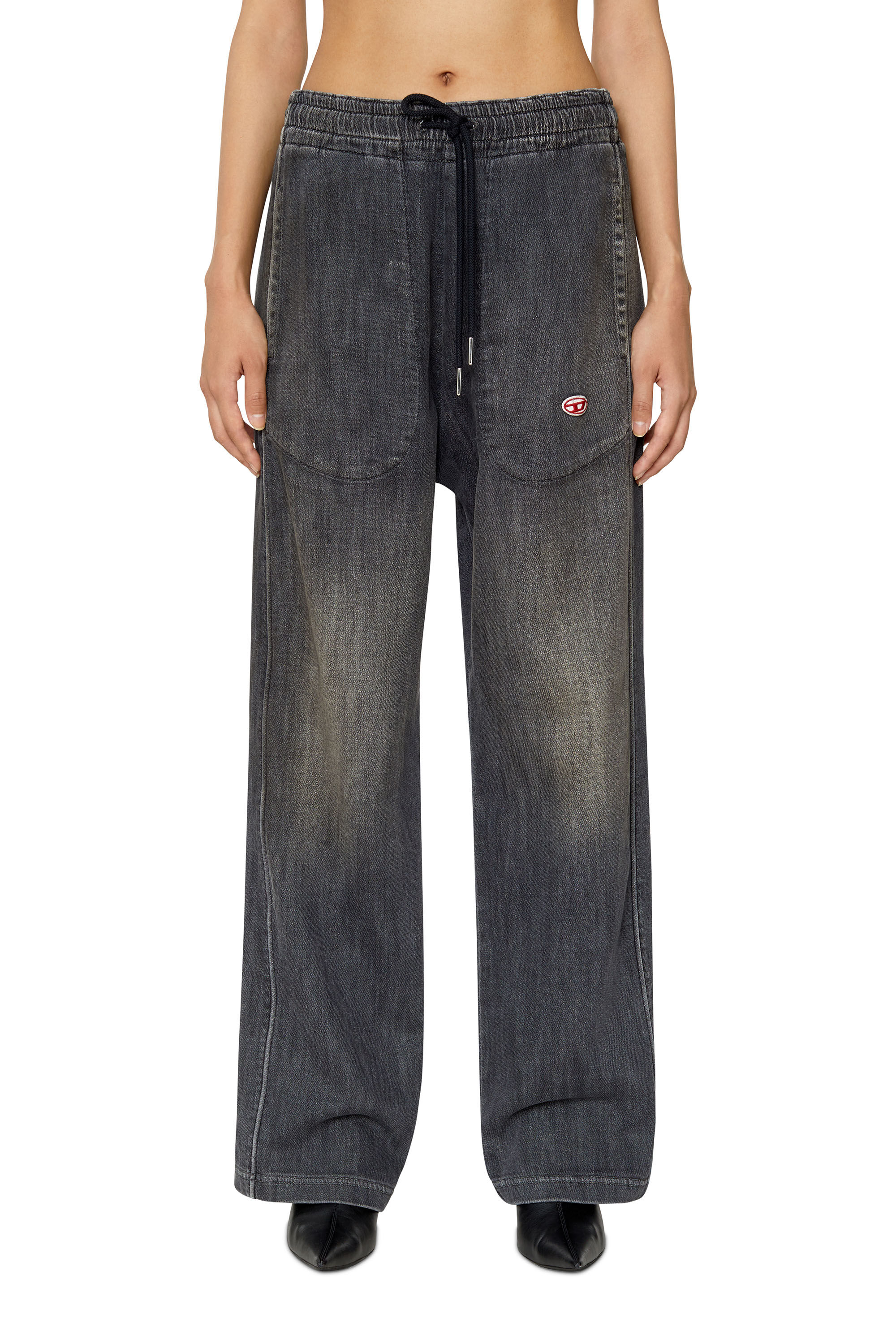 D-MARTIANS TRACK DENIM Woman: Straight Black/grey Baggy Jeans | Diesel