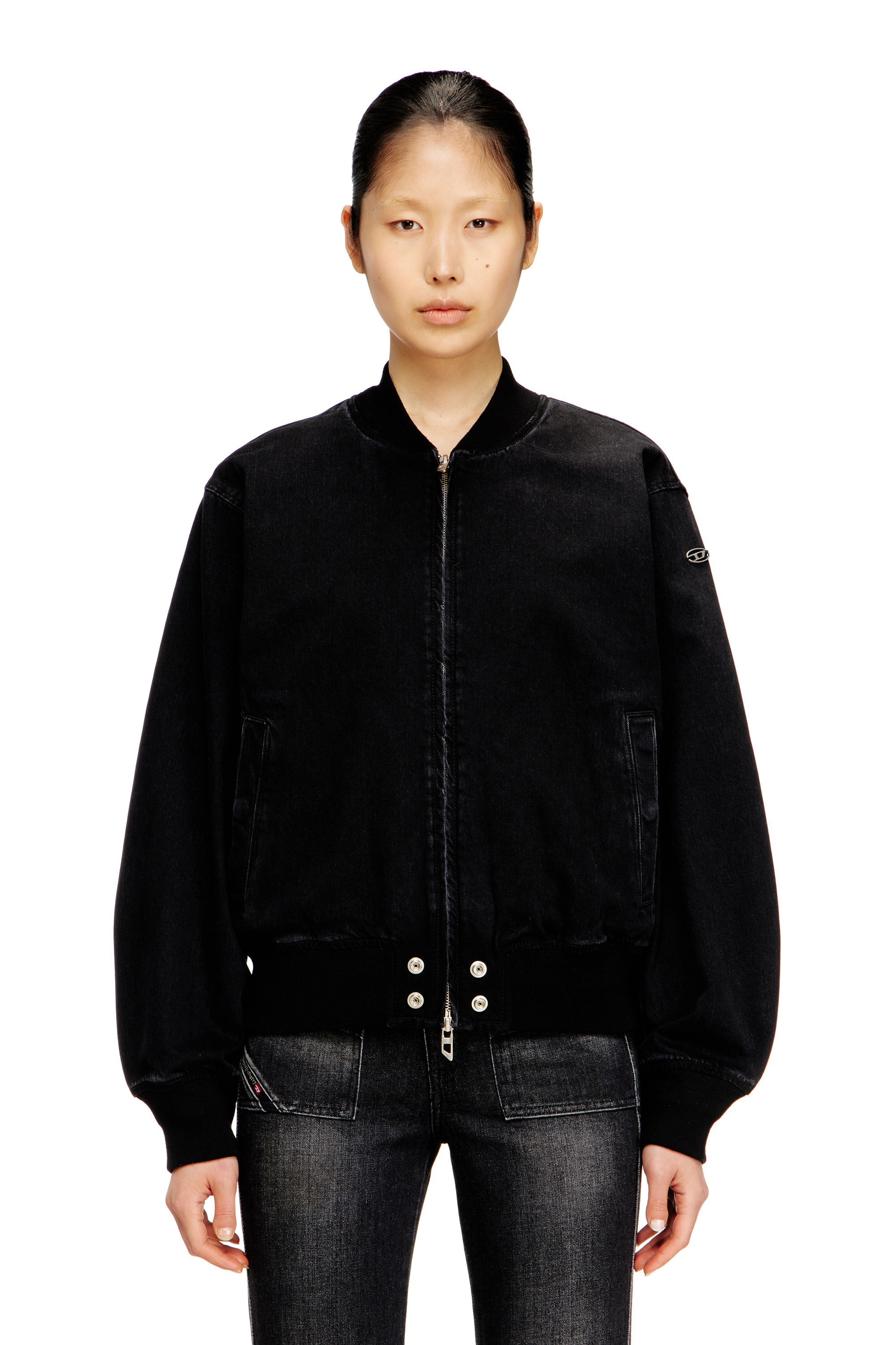 ジャケット・アウター grunge diesel bomber jacket y2k black Women's Bomber jacket in denim | Black | Diesel