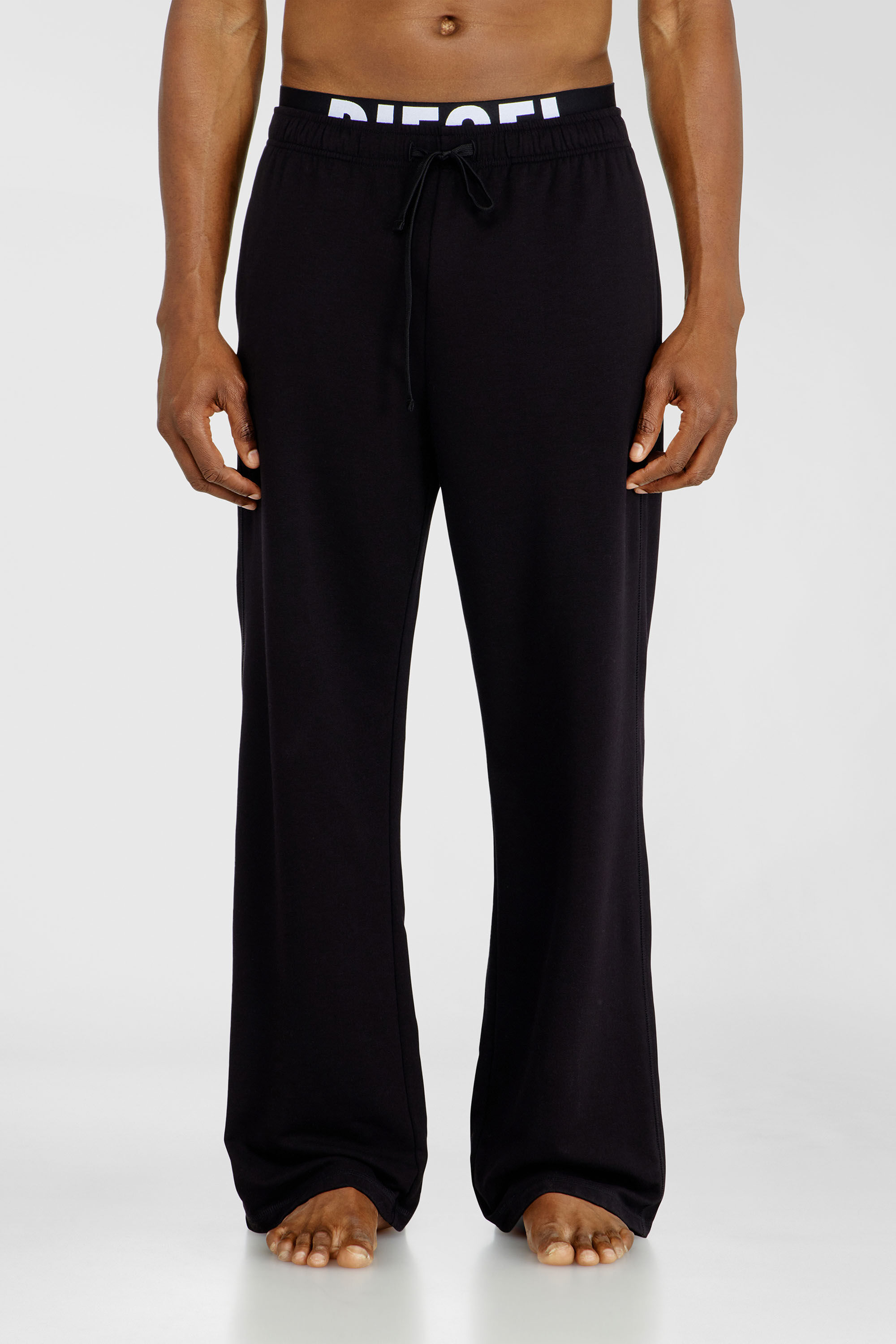 Diesel - BRADLEY-D-POP, Man's Logo-waistband lounge pants in cotton terry in Black - 1
