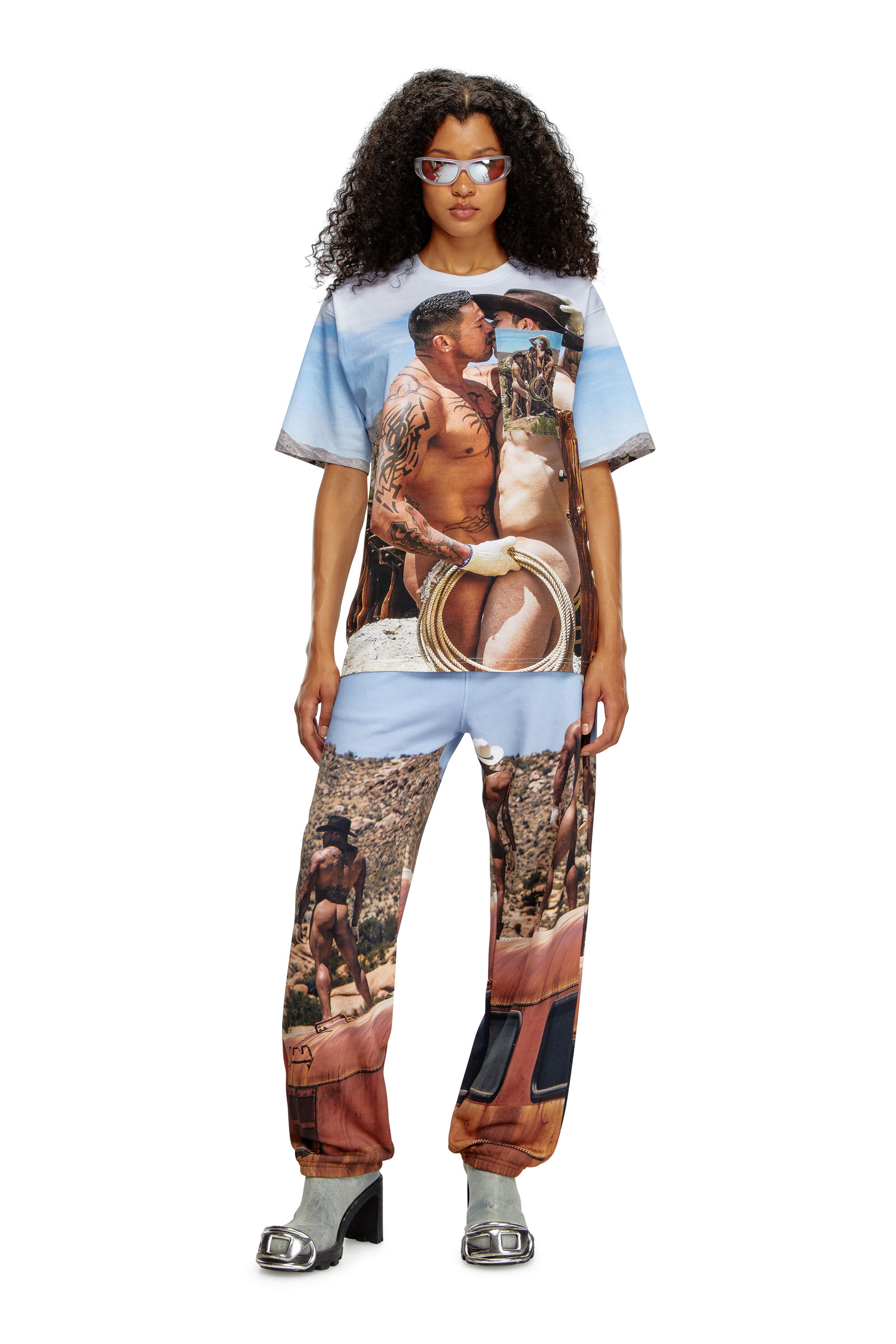 Women's Track pants with all-over print | Blue | Diesel