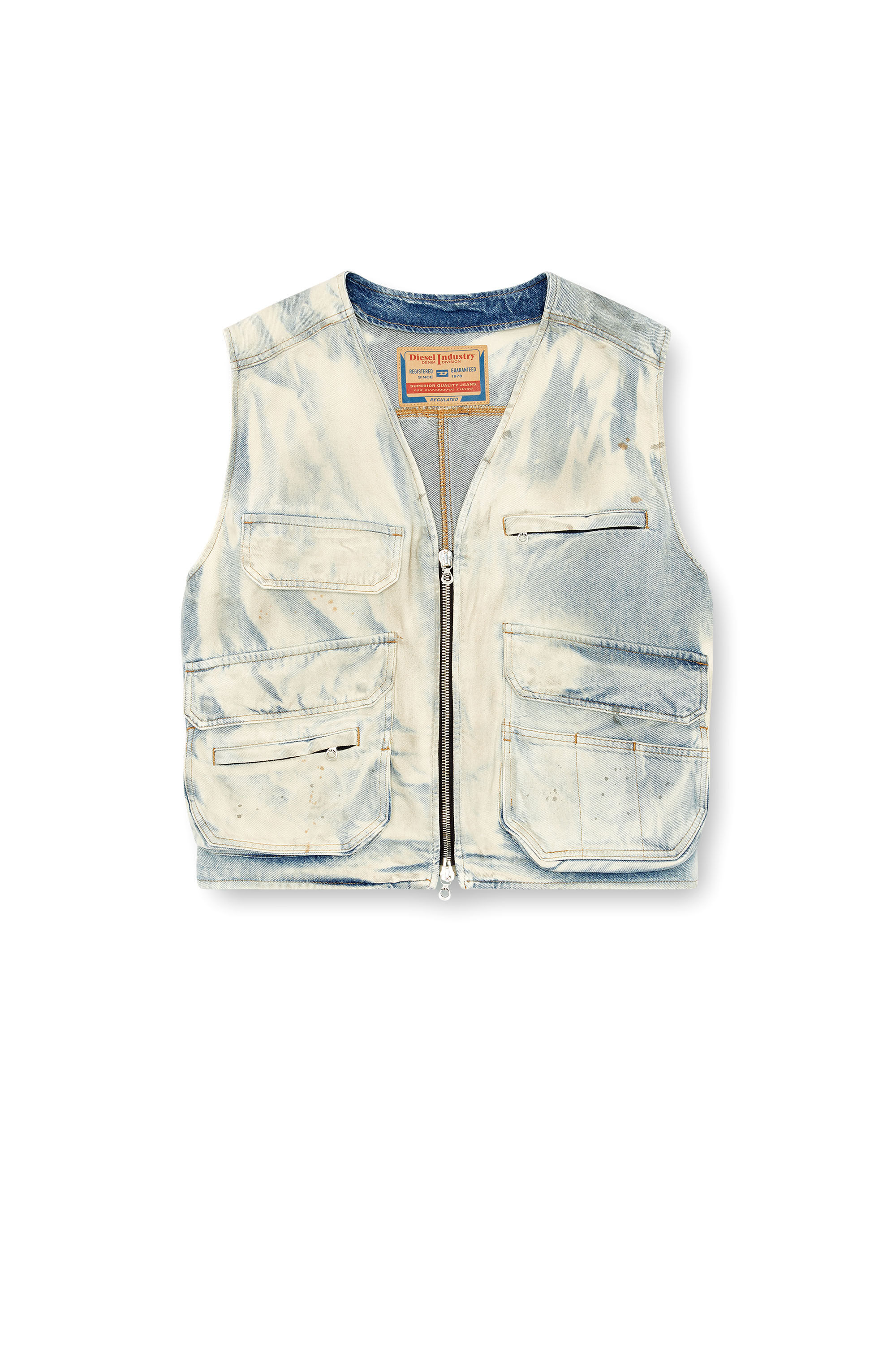 Men s Sleeveless jacket in solarised denim Multicolor Diesel