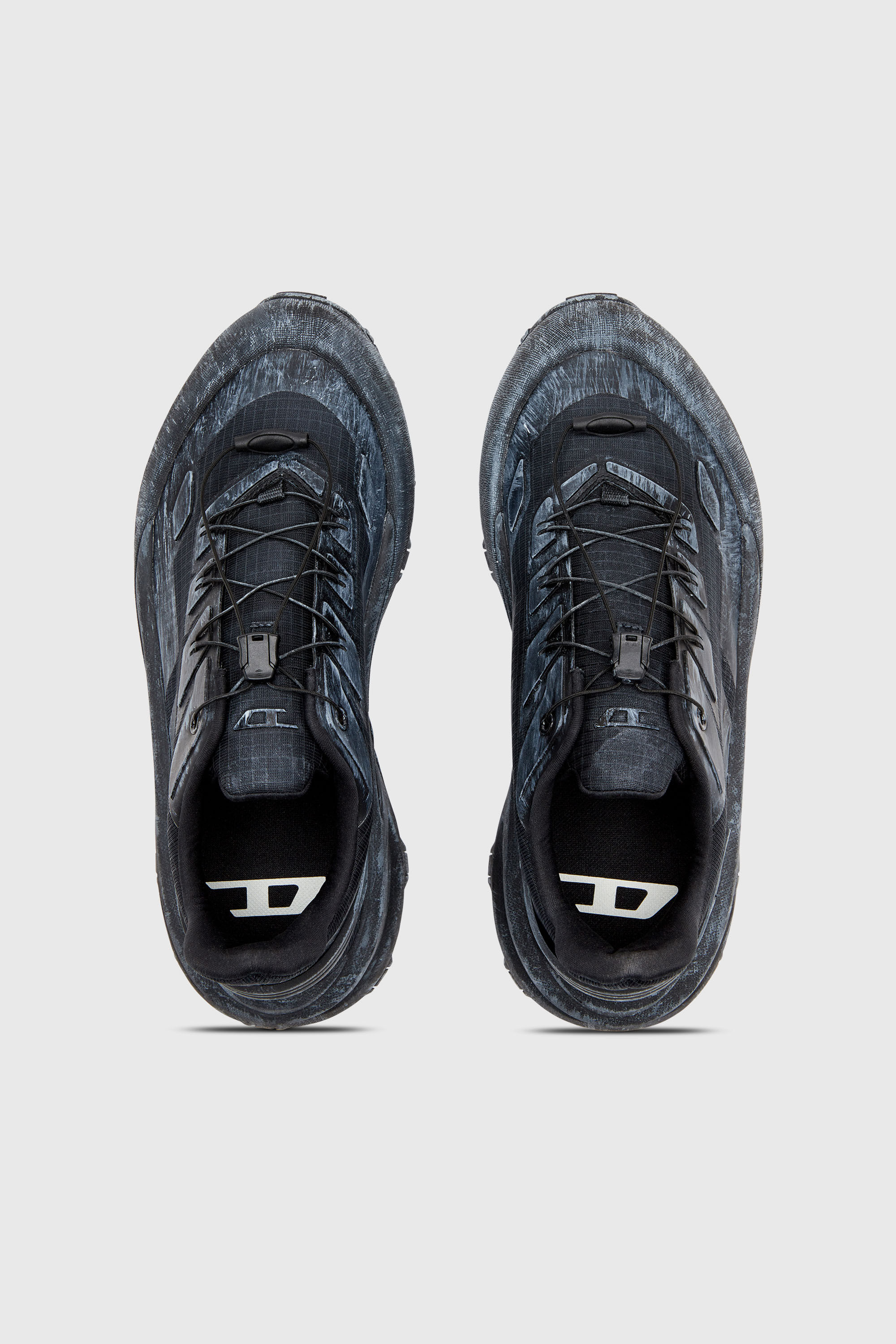 Men's D-Cage-Distressed chunky sneakers in ripstop | Black | Diesel TR