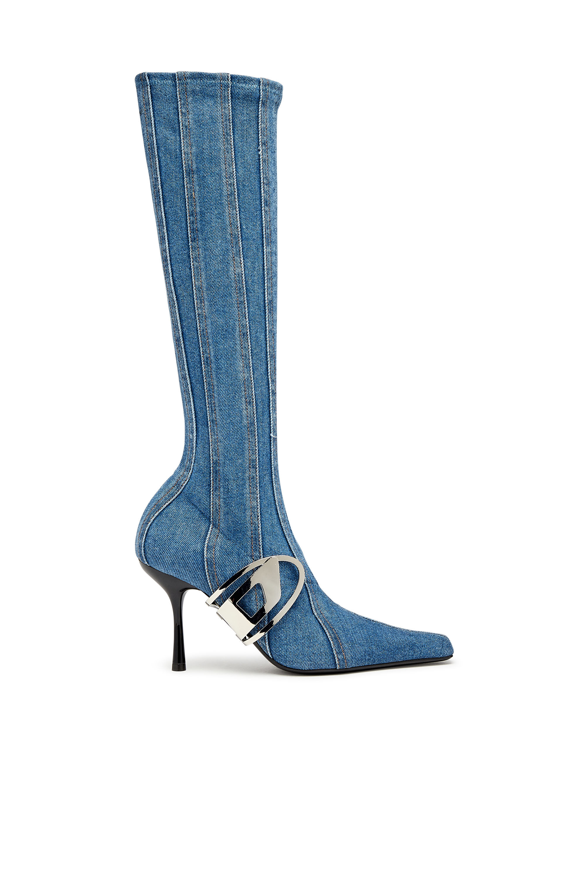 Women's D-Eclipse KBT - Knee-high boots in stretch denim | Blue 
