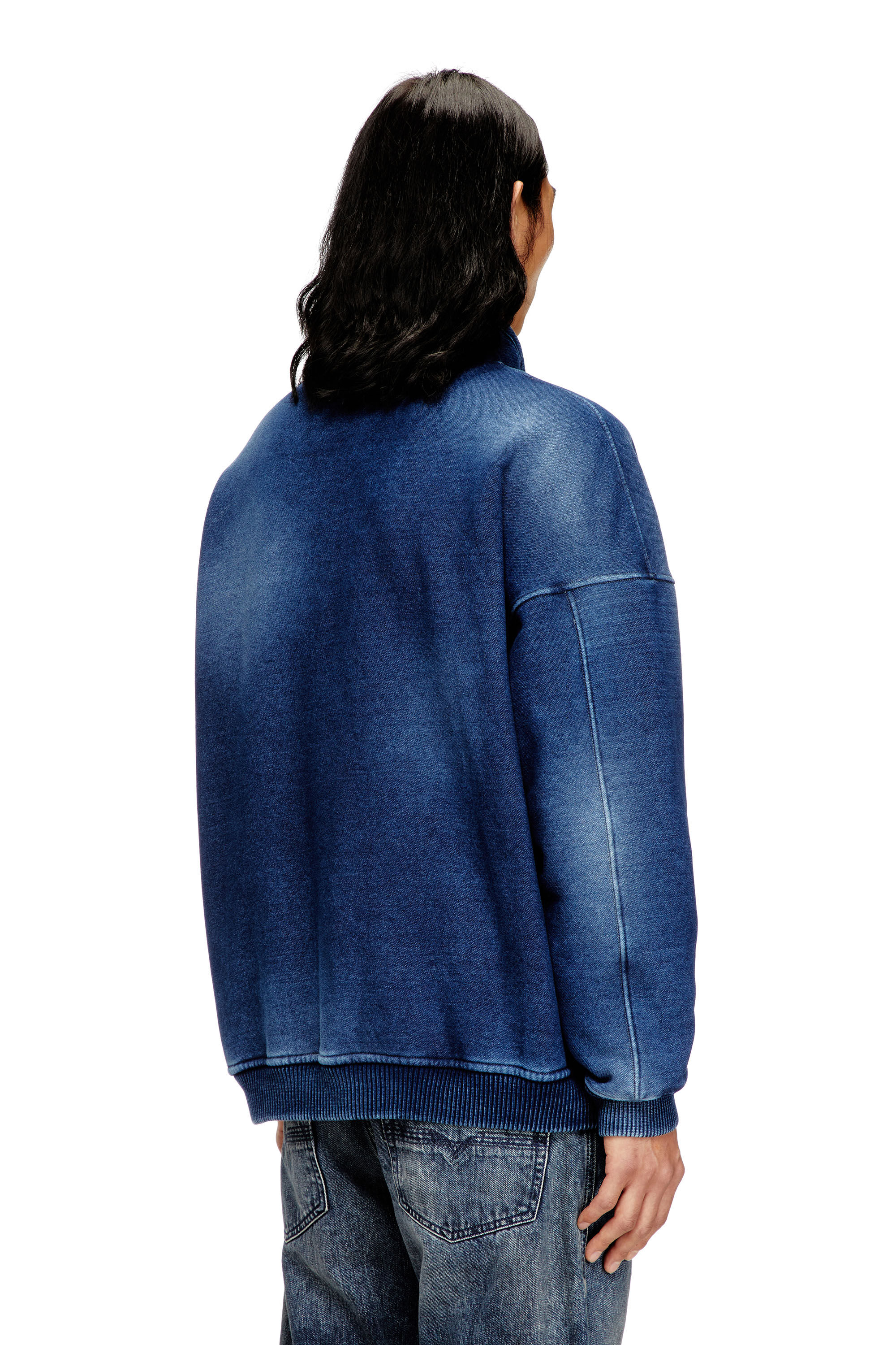 Men's Teddy-lined zip jacket with denim effect | Blue | Diesel