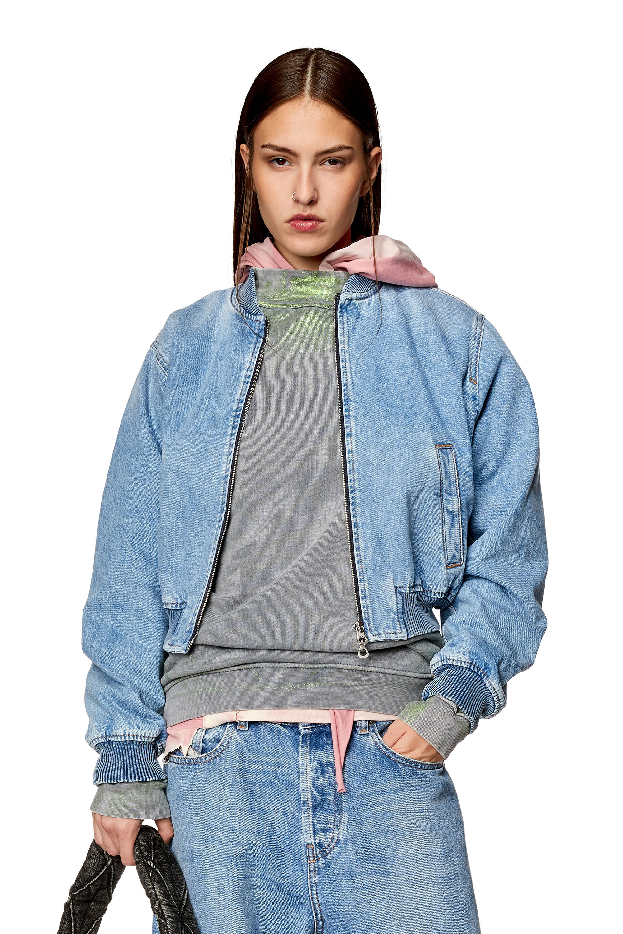 Women's Bomber jacket in denim | Blue | Diesel