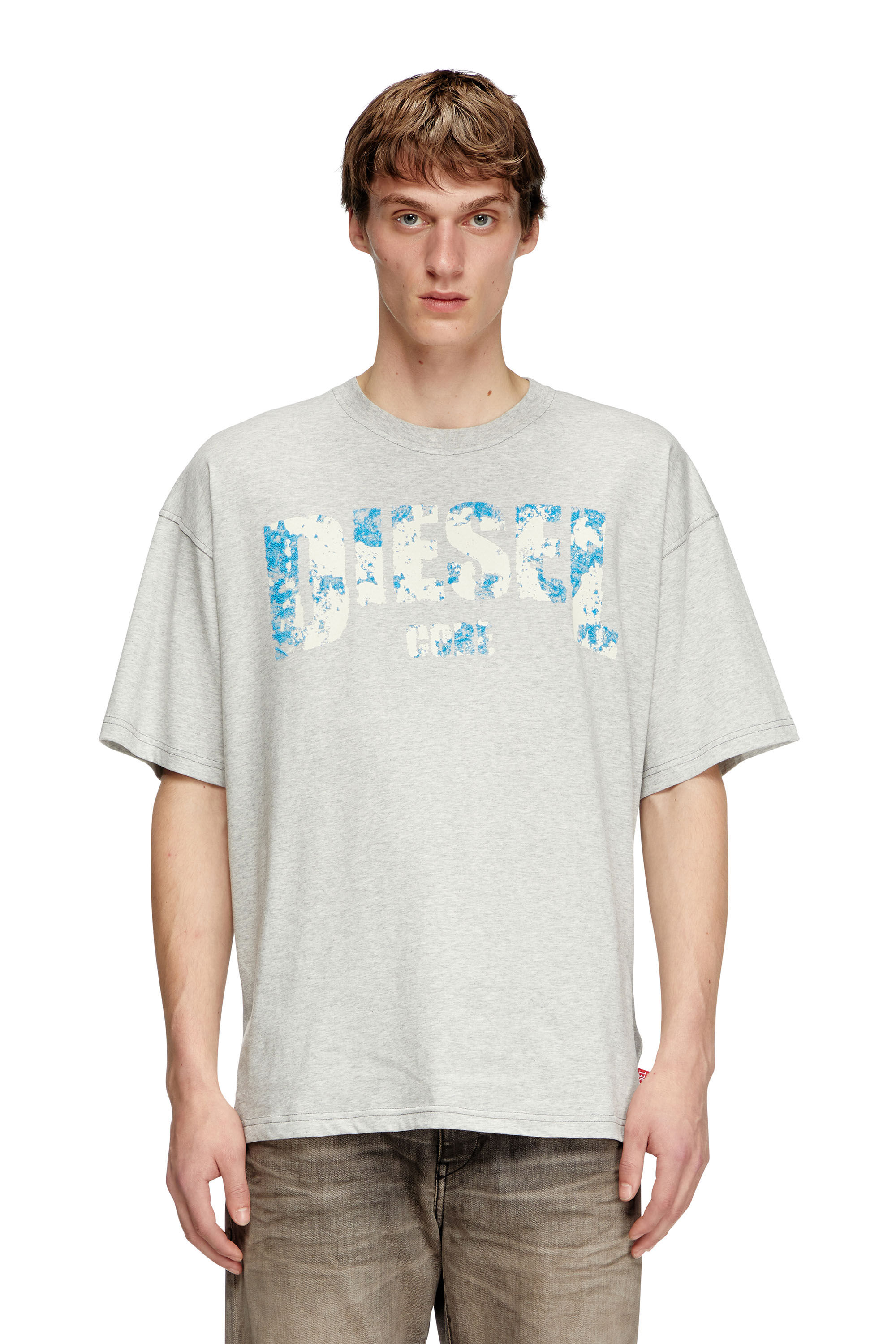 Diesel - T-ADJUST-R25, Man's T-shirt with Diesel Core print in Grey - 3