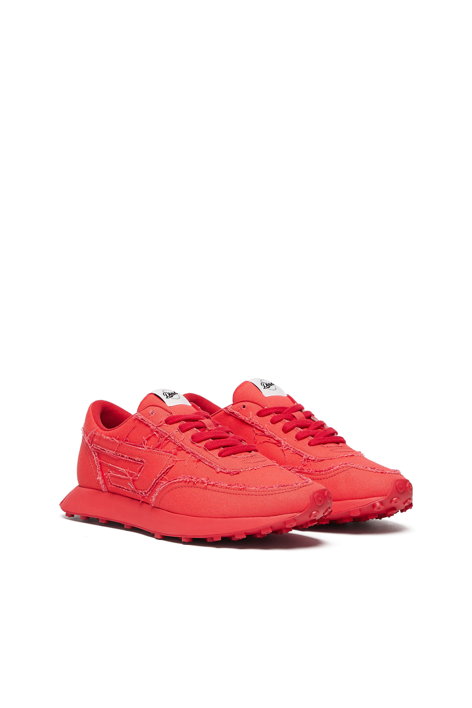 Men s S Racer Lc Canvas sneakers with frayed edges Red Diesel