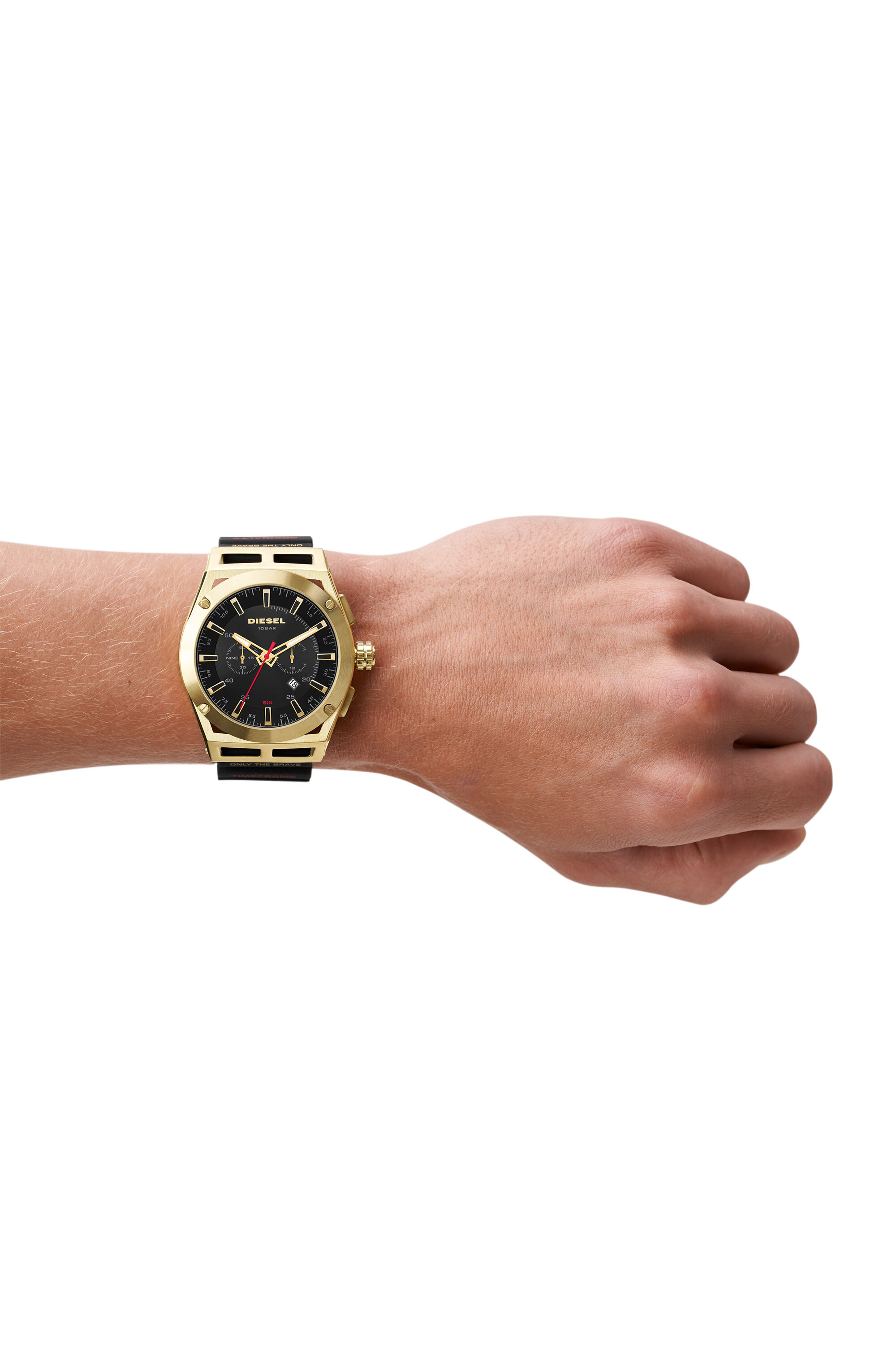 DZ Man: Timeframe chronograph black silicone watch   Diesel